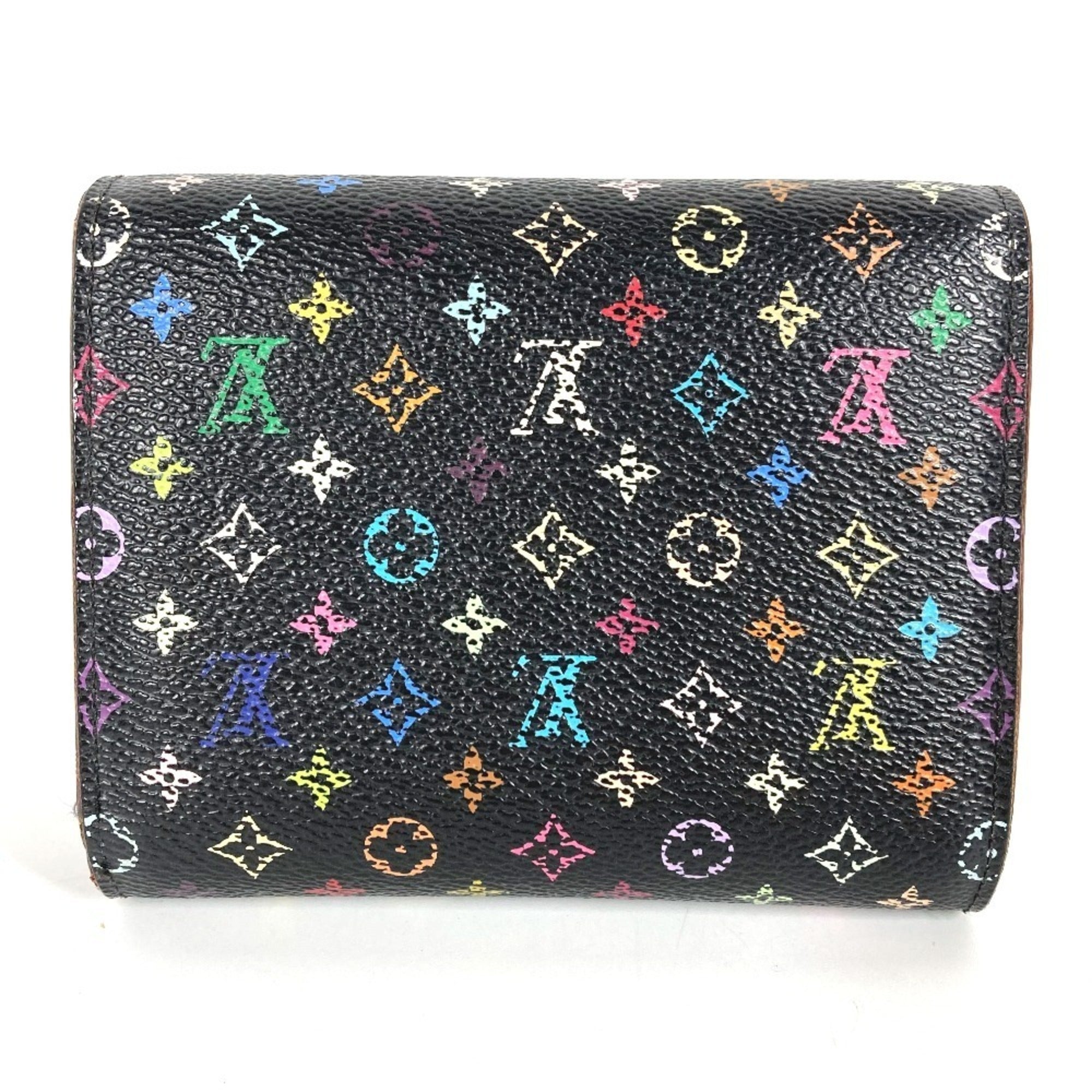 Louis Vuitton Black Multi-Color Purple Violet Monogram Multicolore Wallet (Tri-Fold) (Pre-Owned)