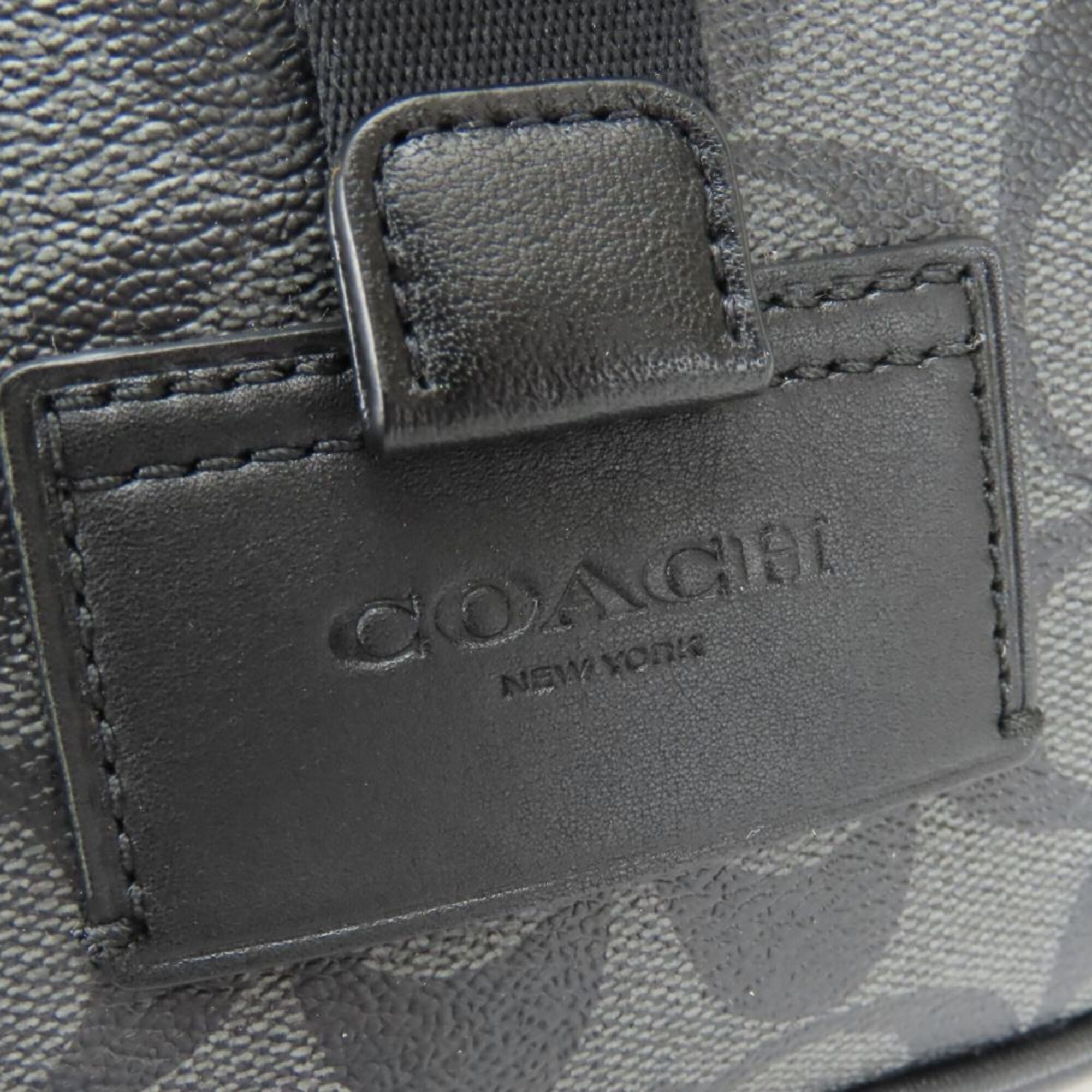 Coach Signature Black Gray Pvc Coated Canvas Leather Sling Bag (Pre-Owned)