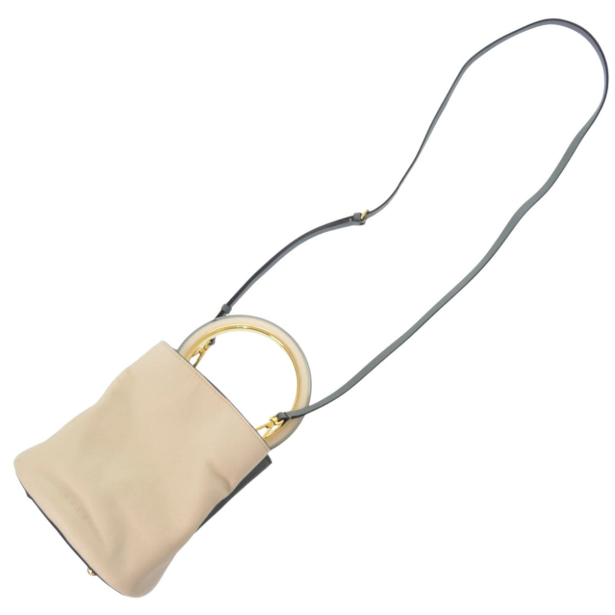 Marni Beige Green Leather Pouch Shoulder Bag (Pre-Owned)
