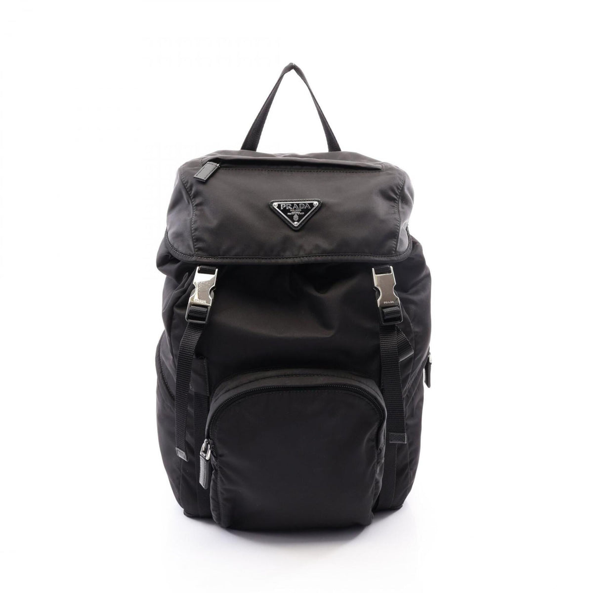 Prada Black Nylon Saffiano Triangle Backpack Handbag (Pre-Owned)