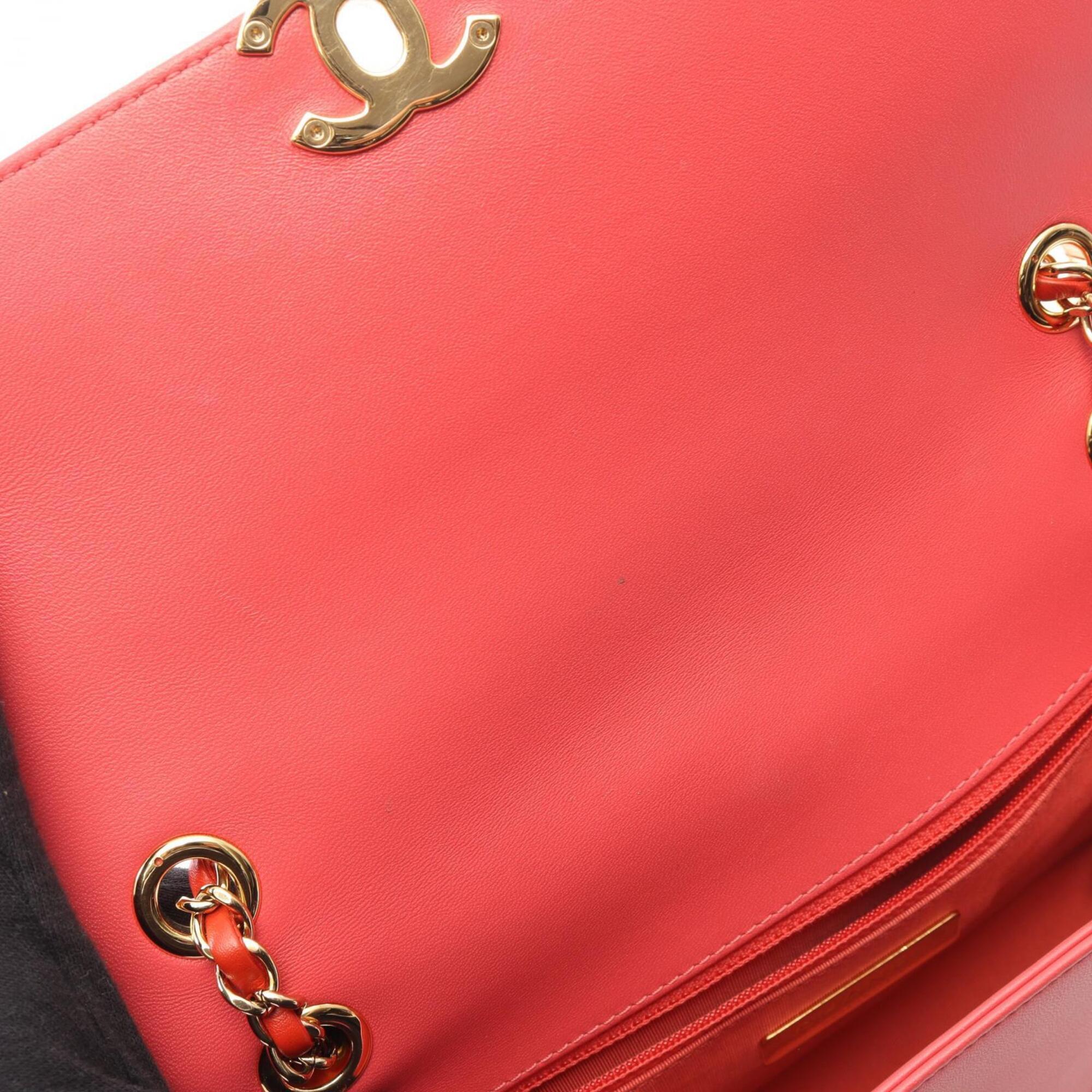 Chanel Multi-Color Red Color Leather Handbag Shoulder Bag (Pre-Owned)