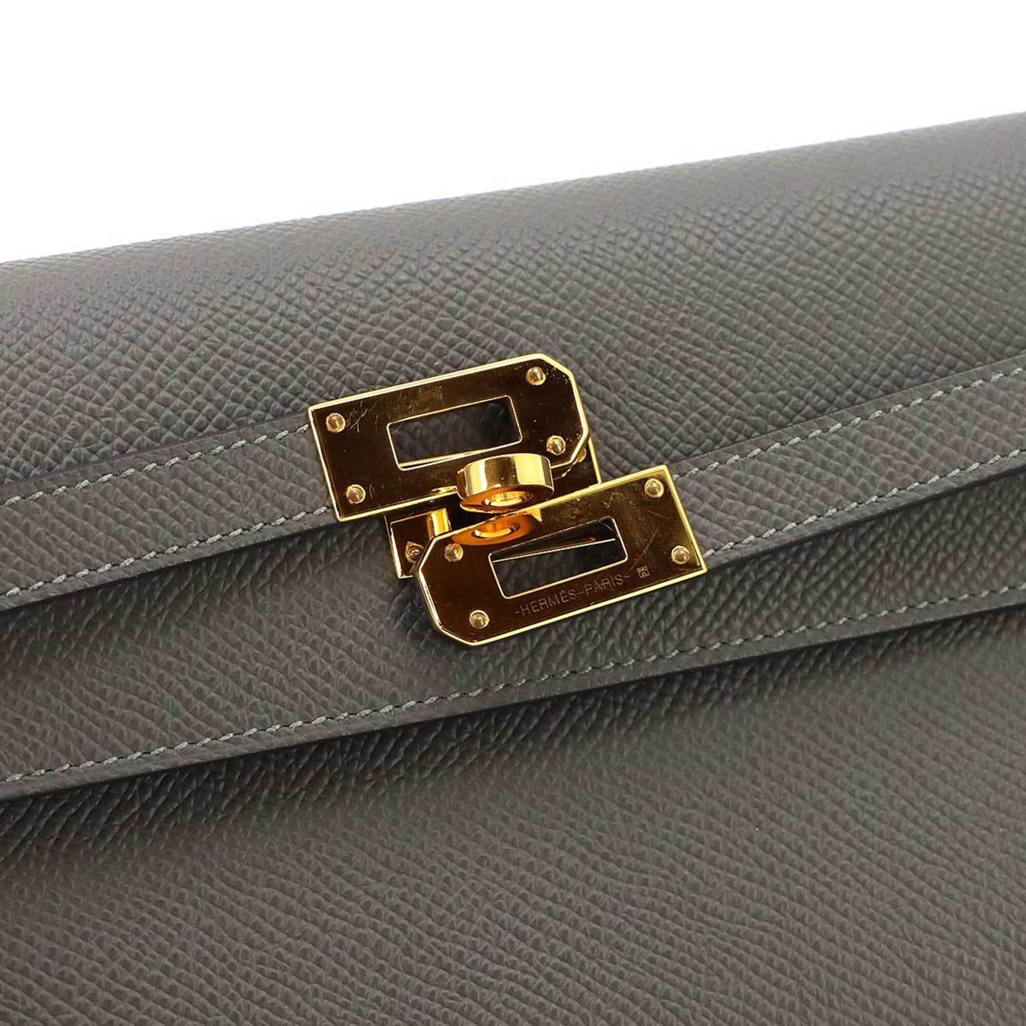 Hermes Gray Epsom Leather Chain/Shoulder Wallet (Pre-Owned)
