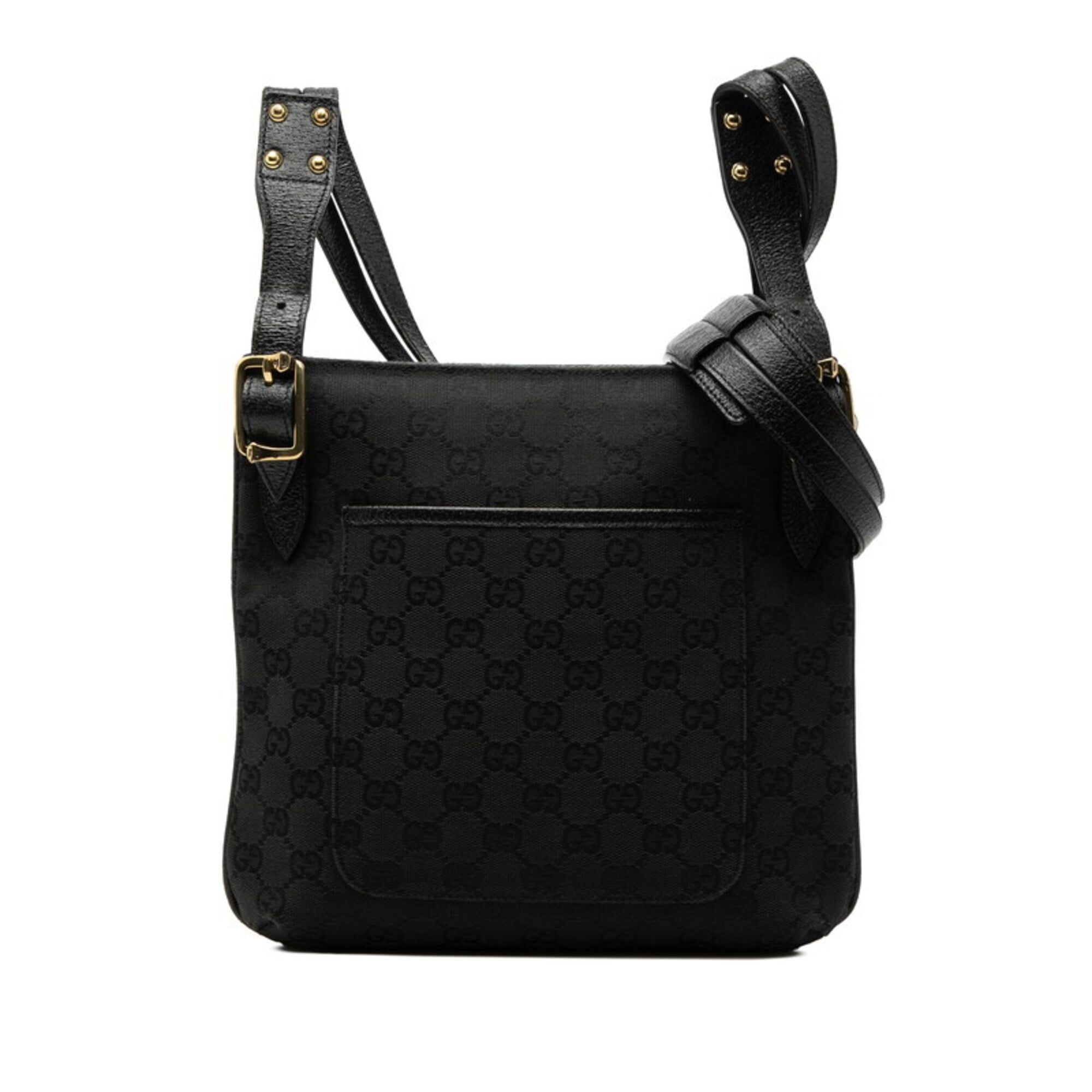 Gucci Black Canvas Leather Shoulder Bag (Pre-Owned)