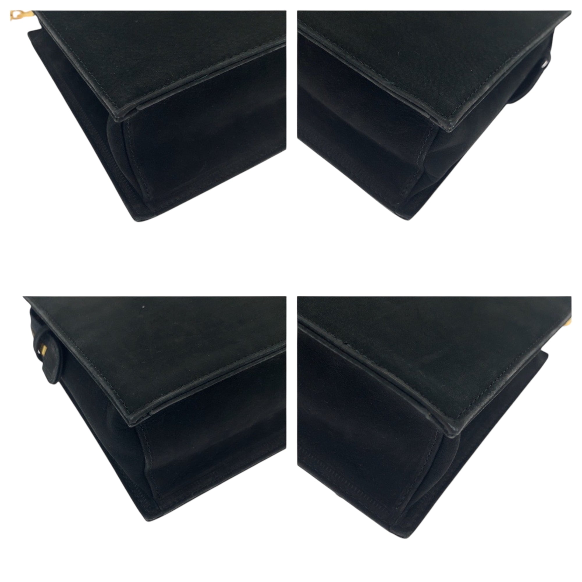 Versace Black Suede Shoulder Bag Tote Bag (Pre-Owned)