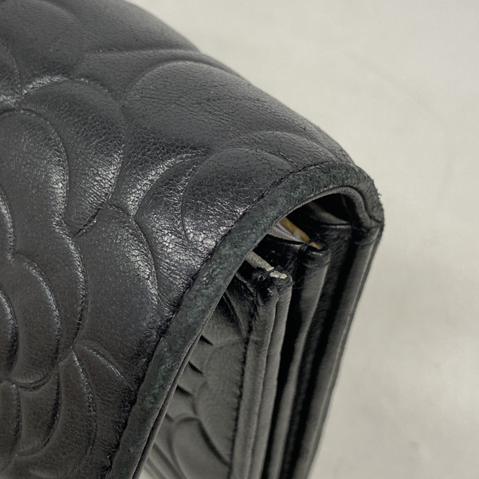 Chanel Black Leather Long Wallet (Bi-Fold) (Pre-Owned)