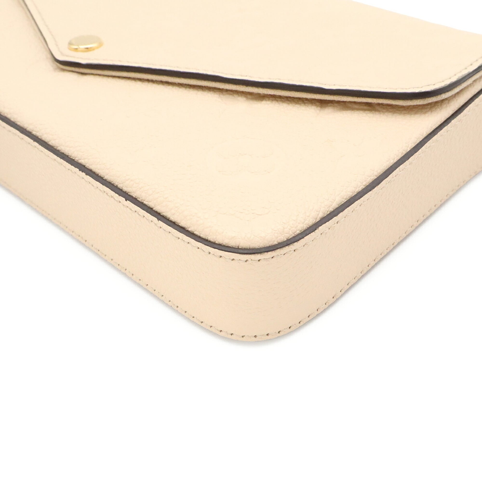 Louis Vuitton Cream Leather Clutch Bag Pochette Shoulder Bag (Pre-Owned)