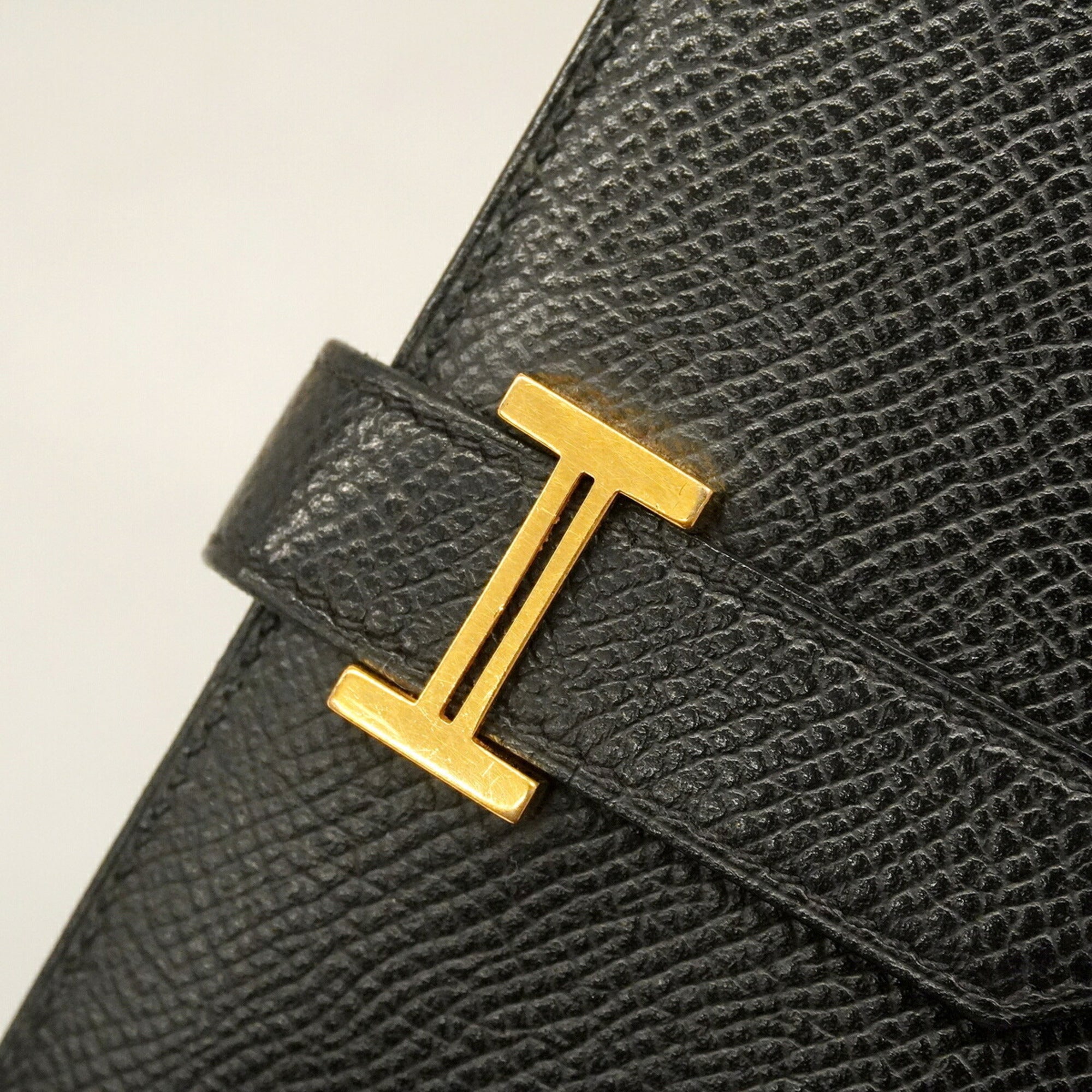Hermes Black Epsom Leather Leather Long Wallet (Bi-Fold) (Pre-Owned)