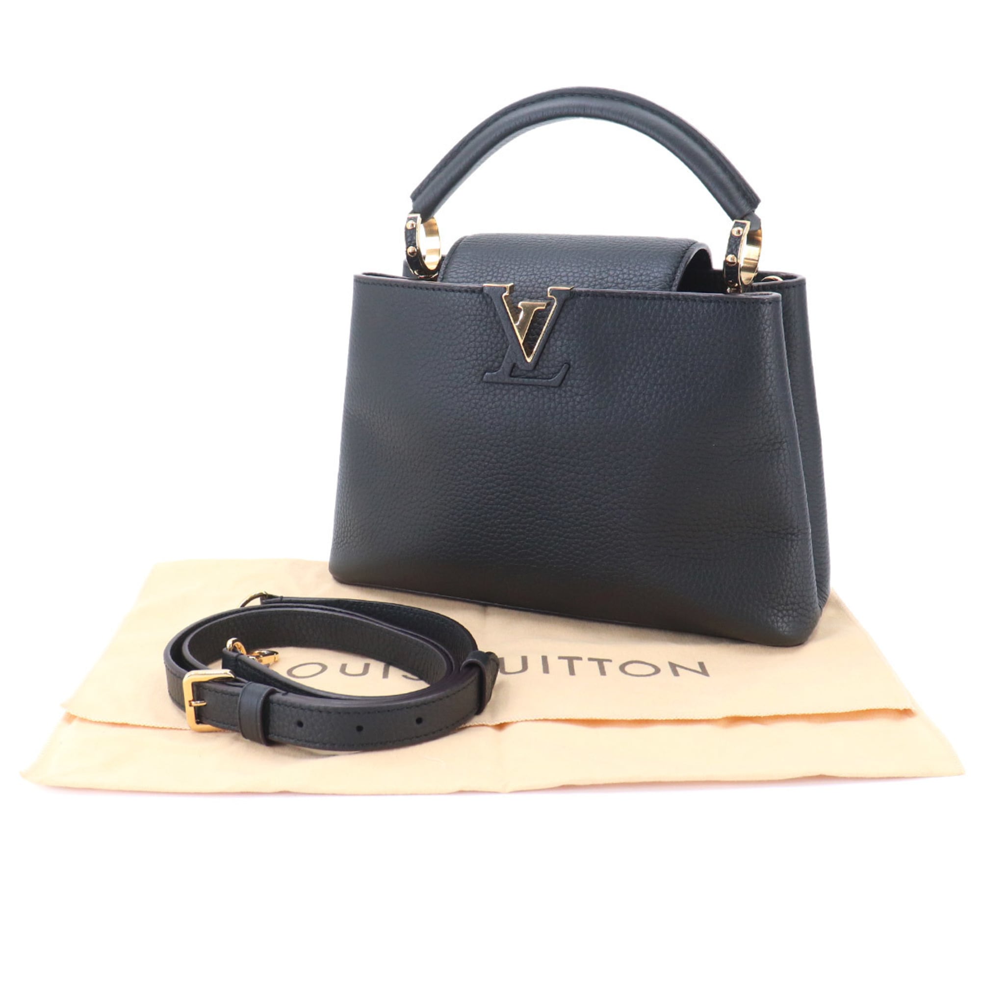 Louis Vuitton Black Leather Handbag (Pre-Owned)