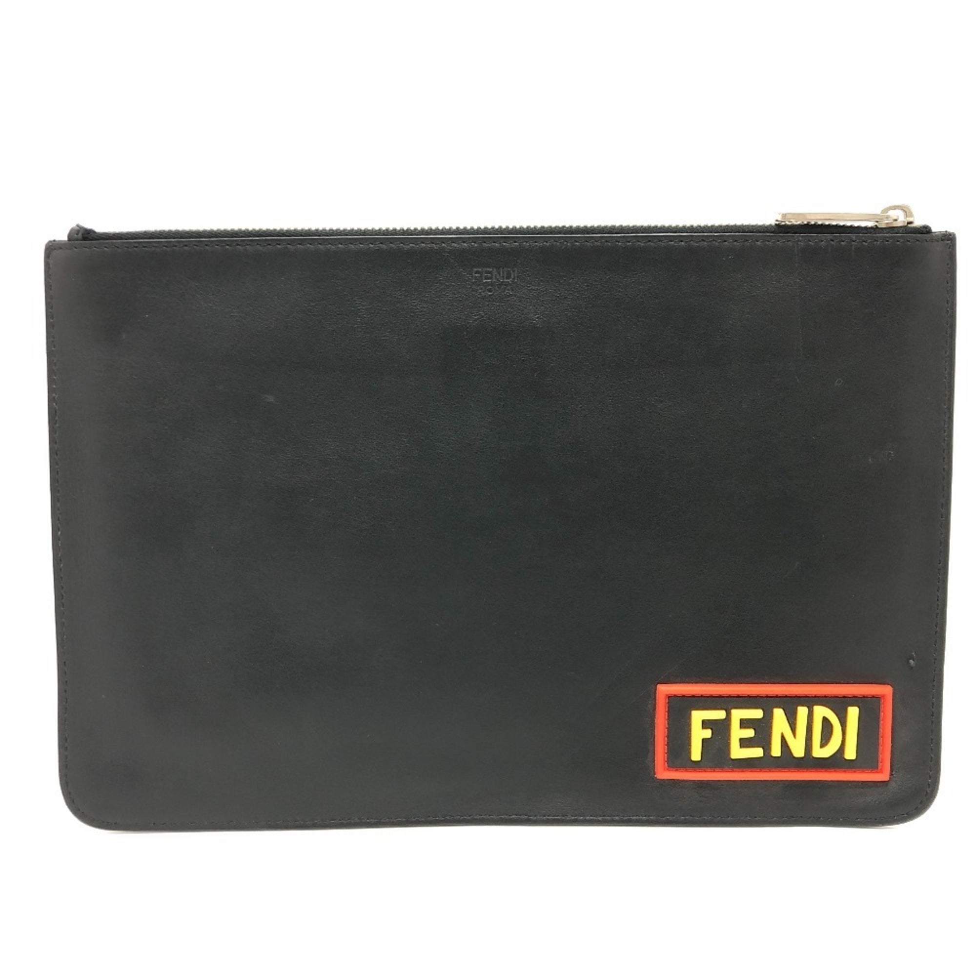 Fendi Black Multi-Color Leather Clutch Bag (Pre-Owned)