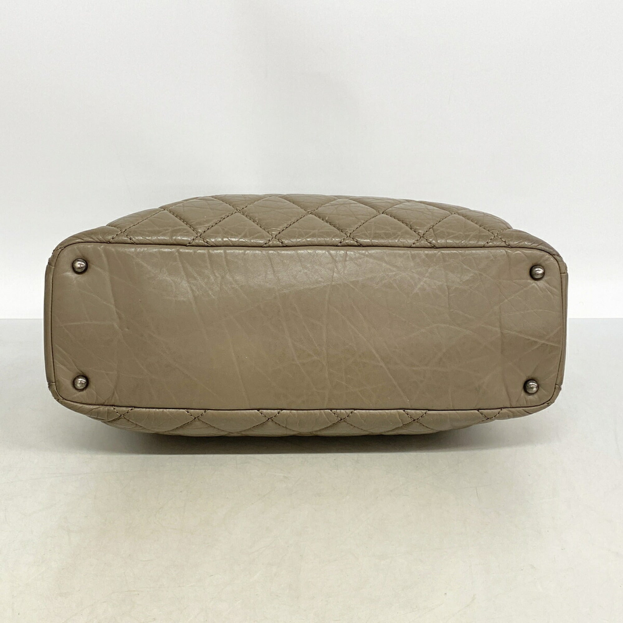 Chanel Brown Leather Tweed Handbag (Pre-Owned)