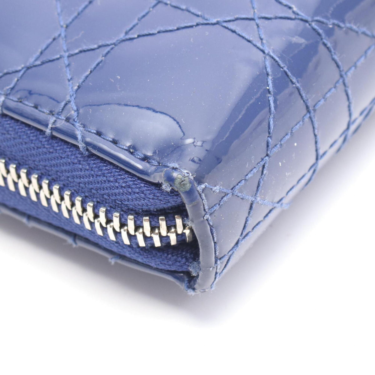 Christian Dior Blue Patent Leather Long Wallet (Bi-Fold) (Pre-Owned)
