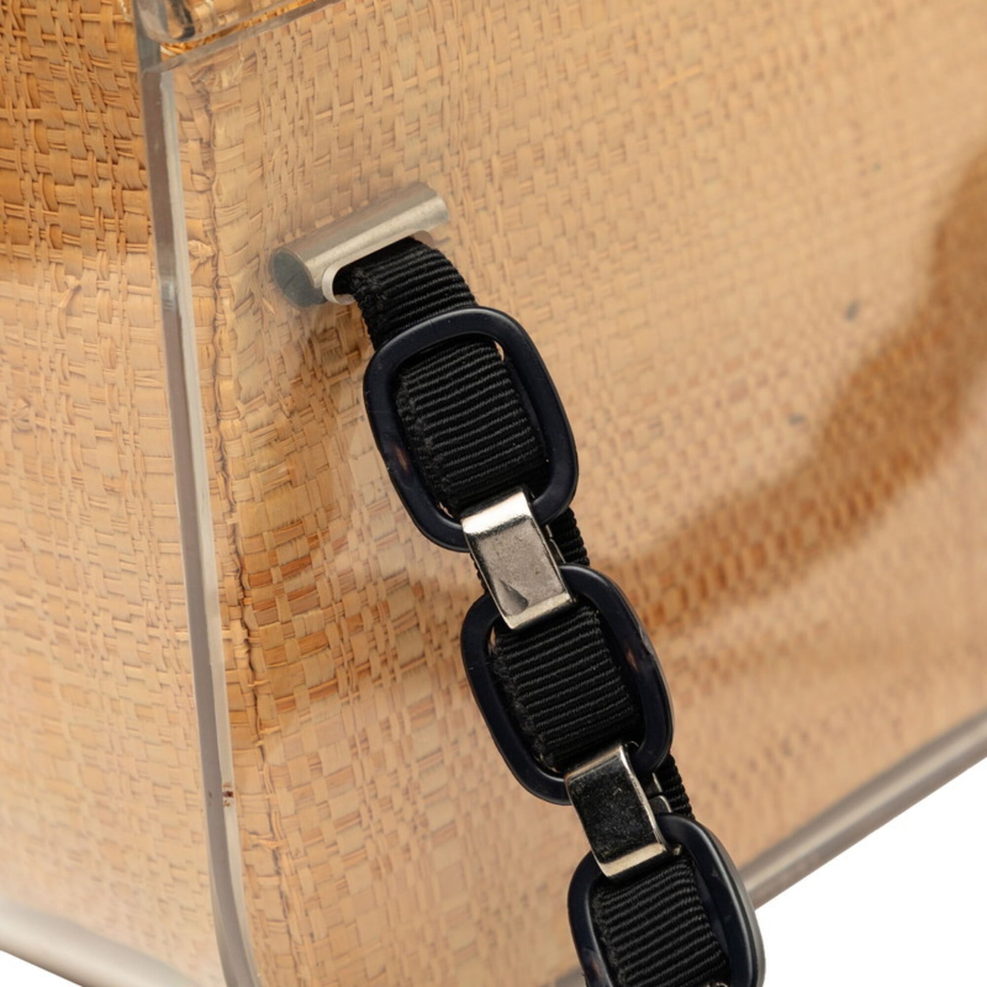 Salvatore Ferragamo Vara Clear Beige Plastic Raffia Handbag (Pre-Owned)