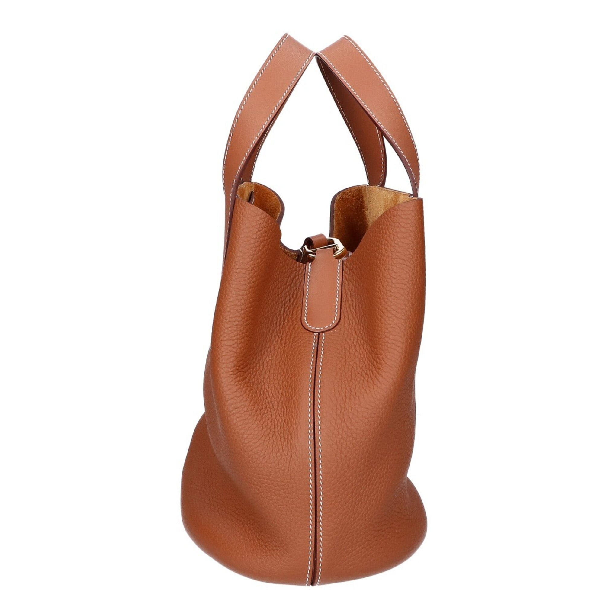 Hermes Gold Taurillon Clemence Leather Handbag (Pre-Owned)