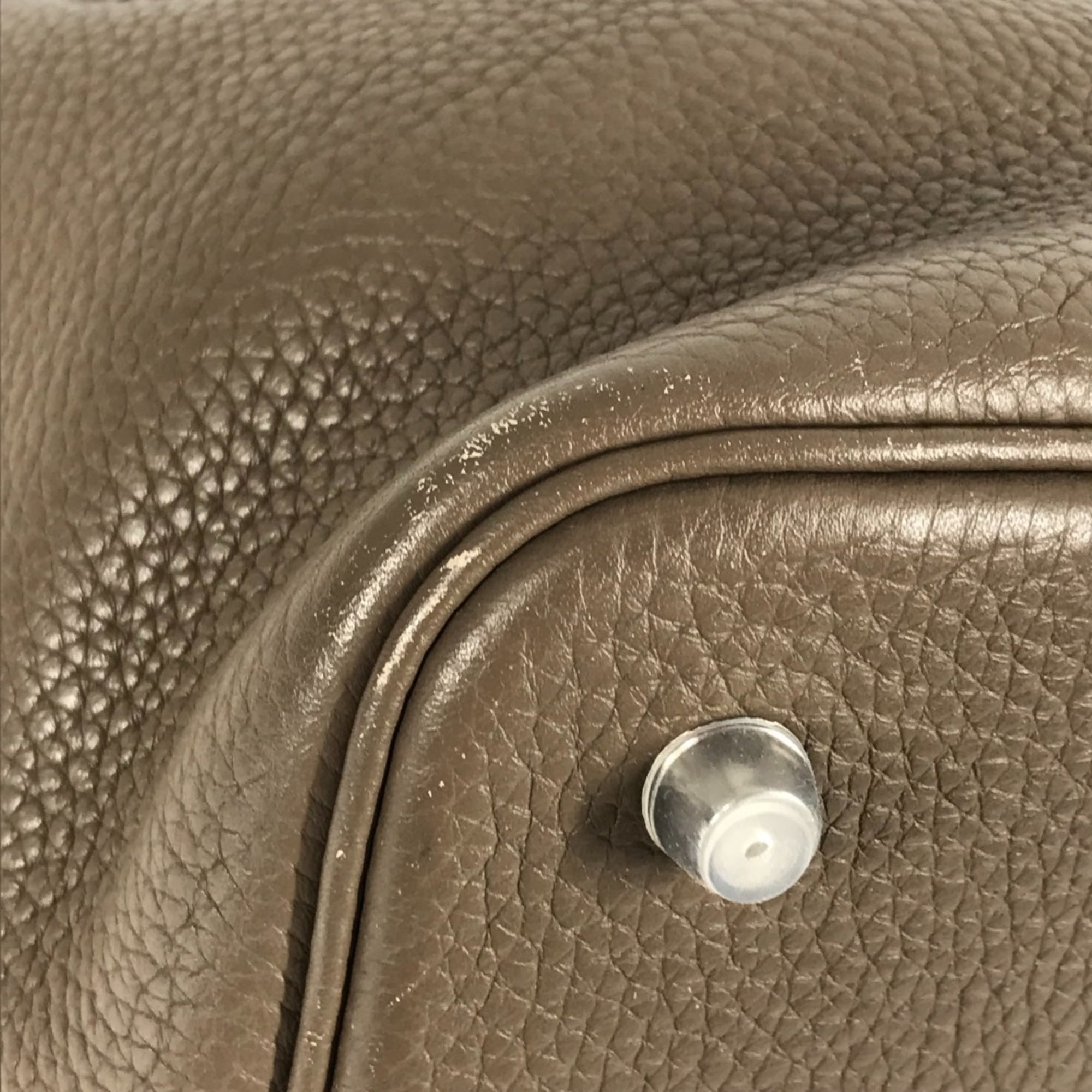 Hermes Picotin Etoupe Gray Gray Taurillon Clemence Leather Handbag (Pre-Owned)