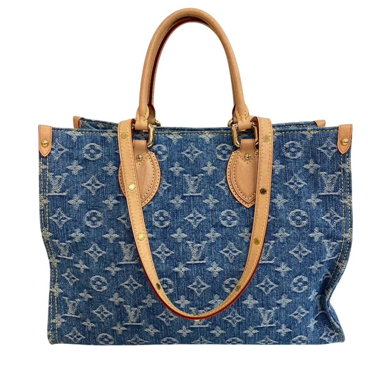 Louis Vuitton Blue Monogram Denim Leather Shoulder Bag Tote Bag (Pre-Owned)