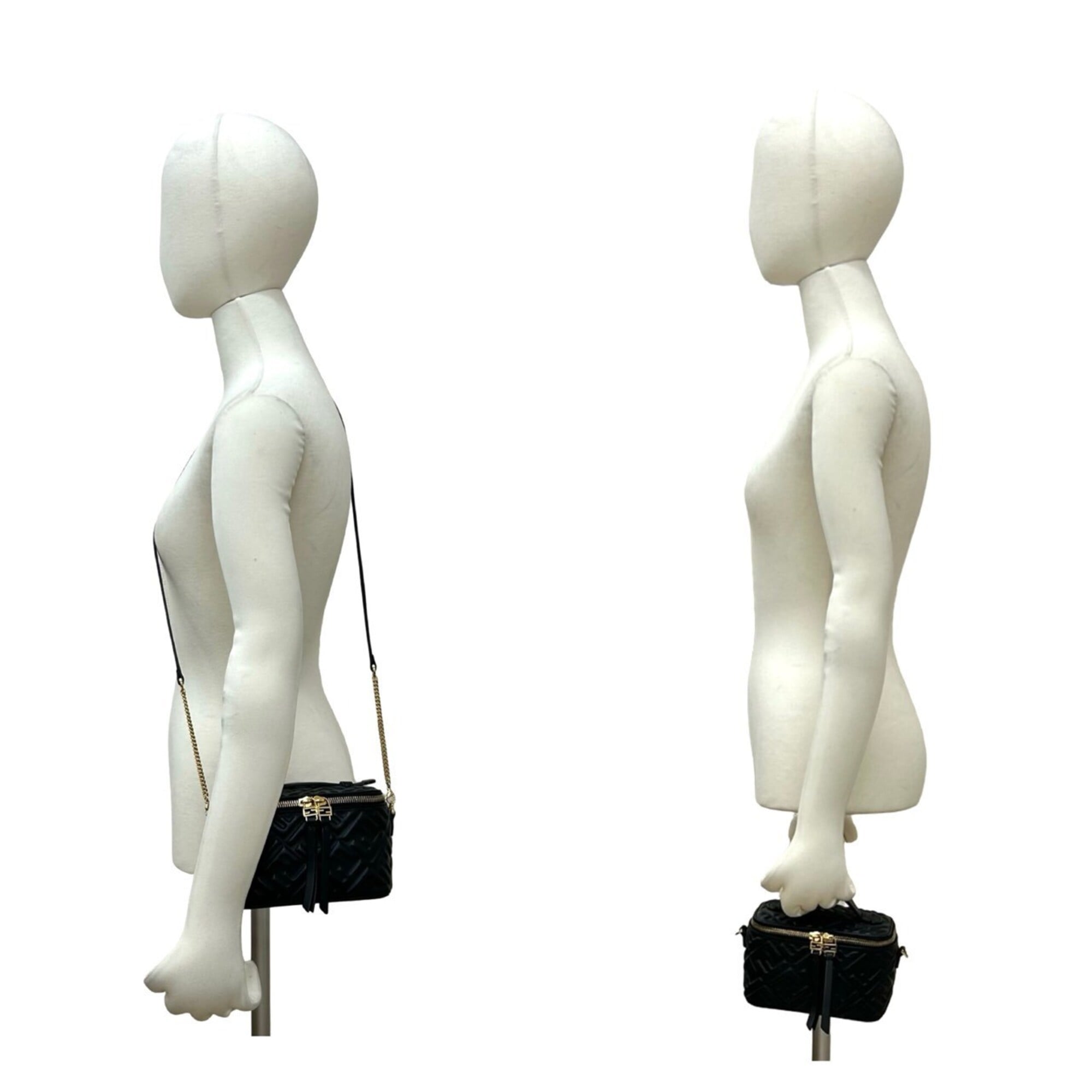 Fendi Black Leather Handbag Shoulder Bag Vanity Bag (Pre-Owned)