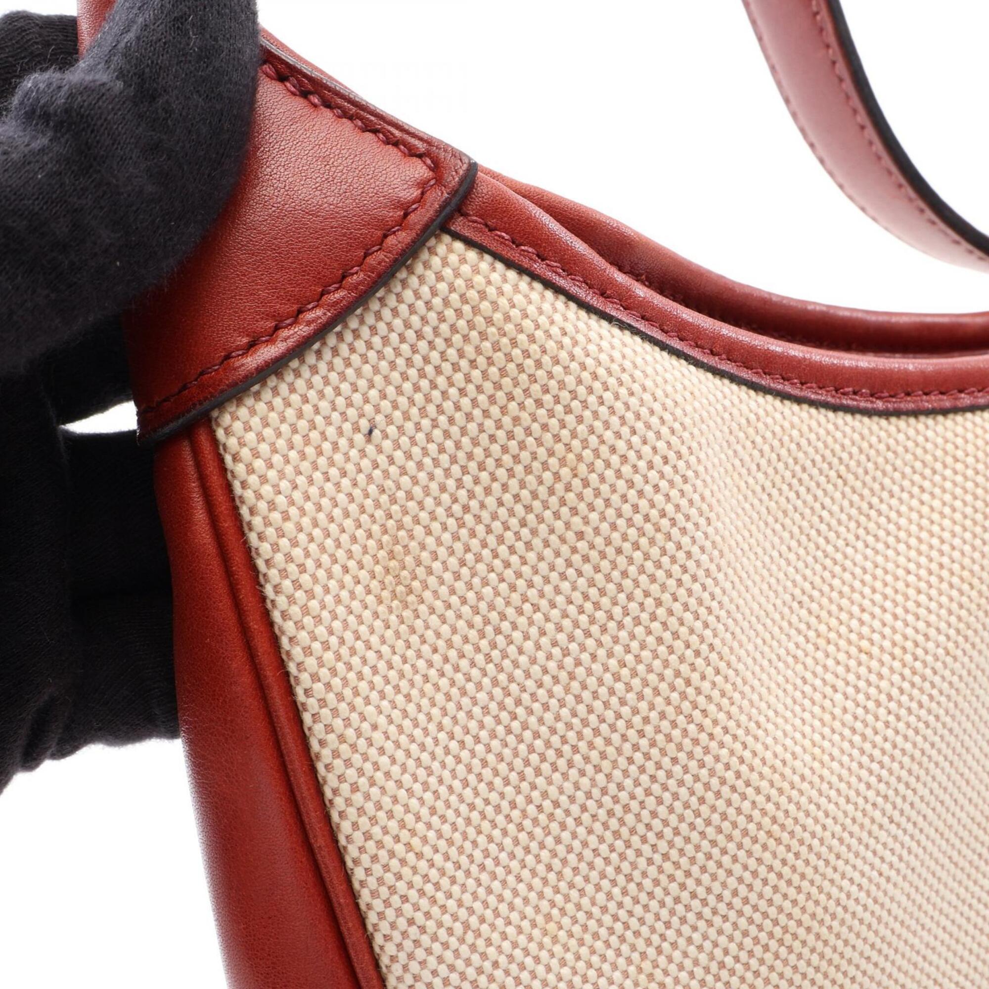 Hermes Bordeaux Ecru Ivory Toile H Handbag Shoulder Bag (Pre-Owned)