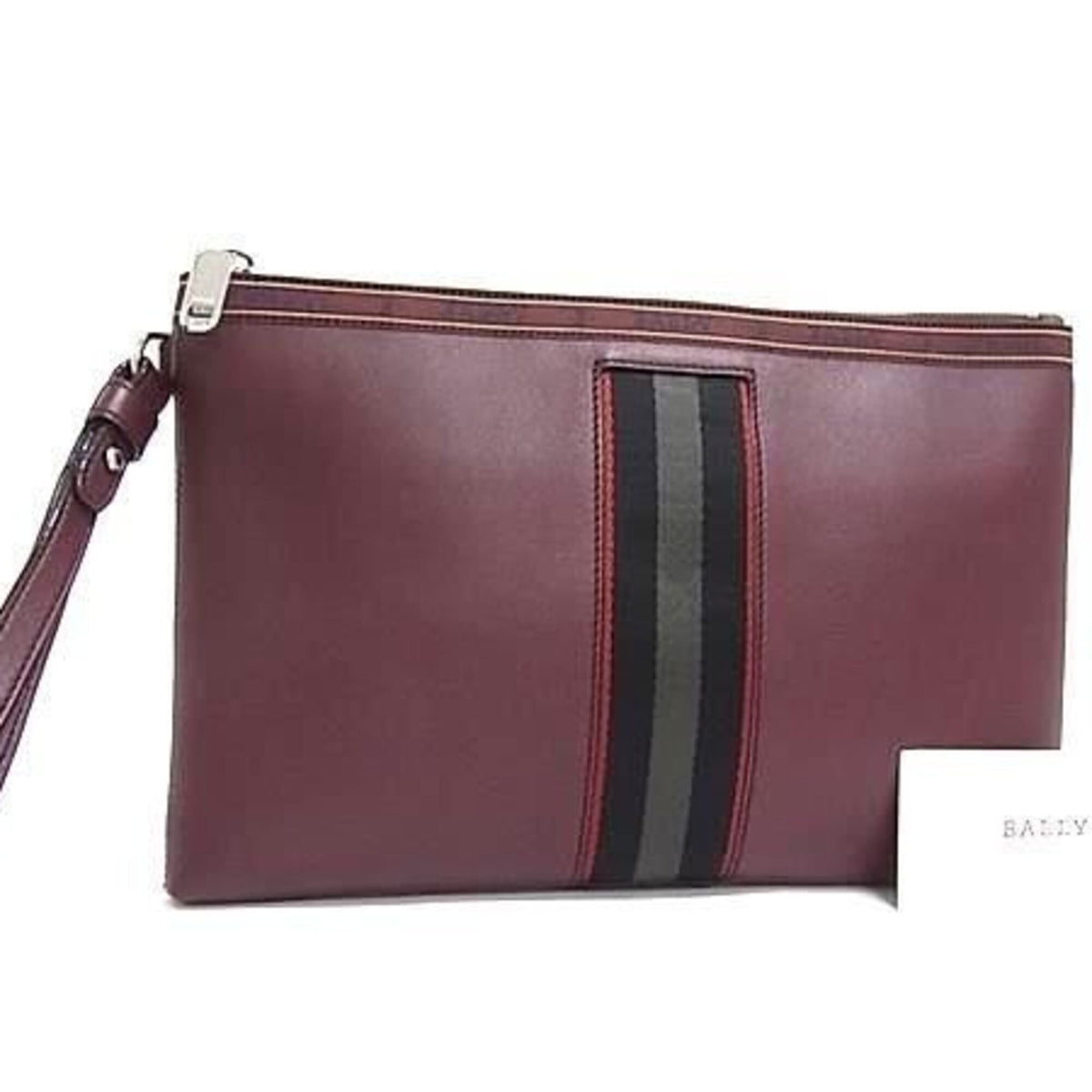 Bally Bordeaux Leather Clutch Bag (Pre-Owned)
