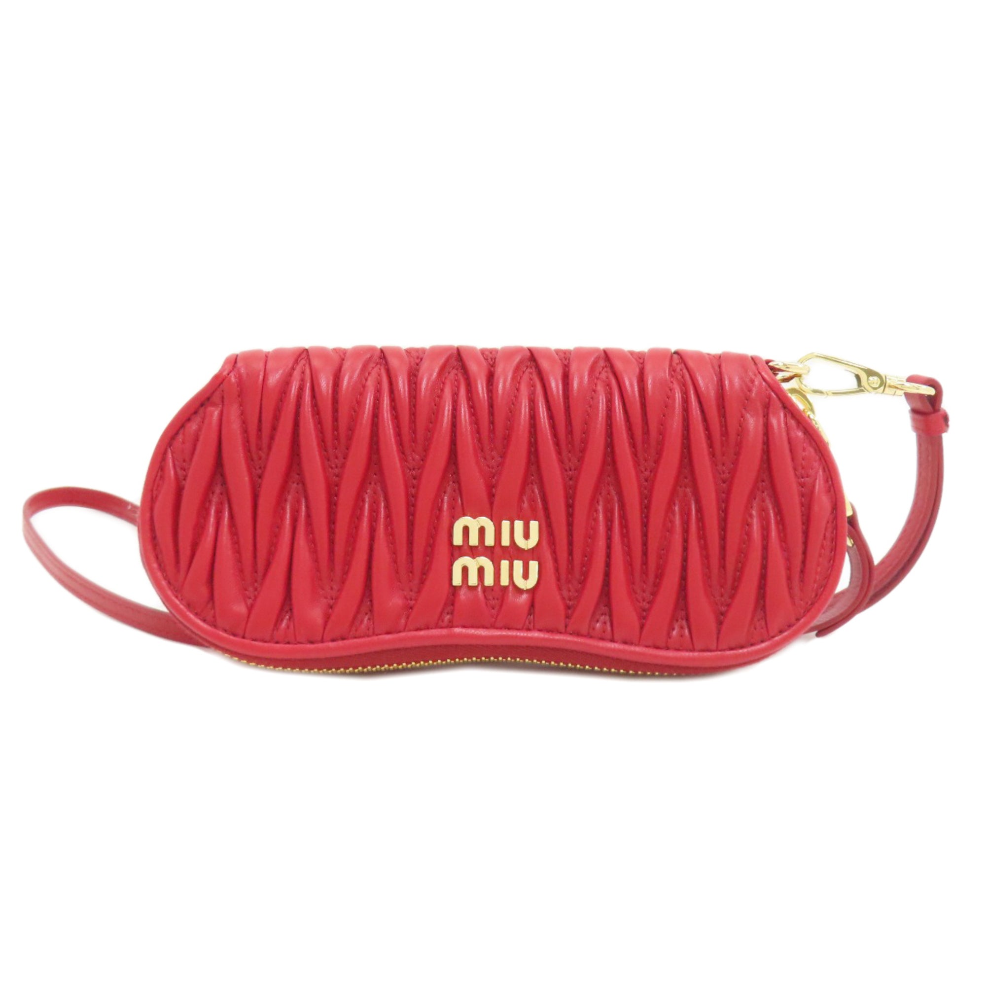 Miu Miu Red Color Leather Pouch (Pre-Owned)