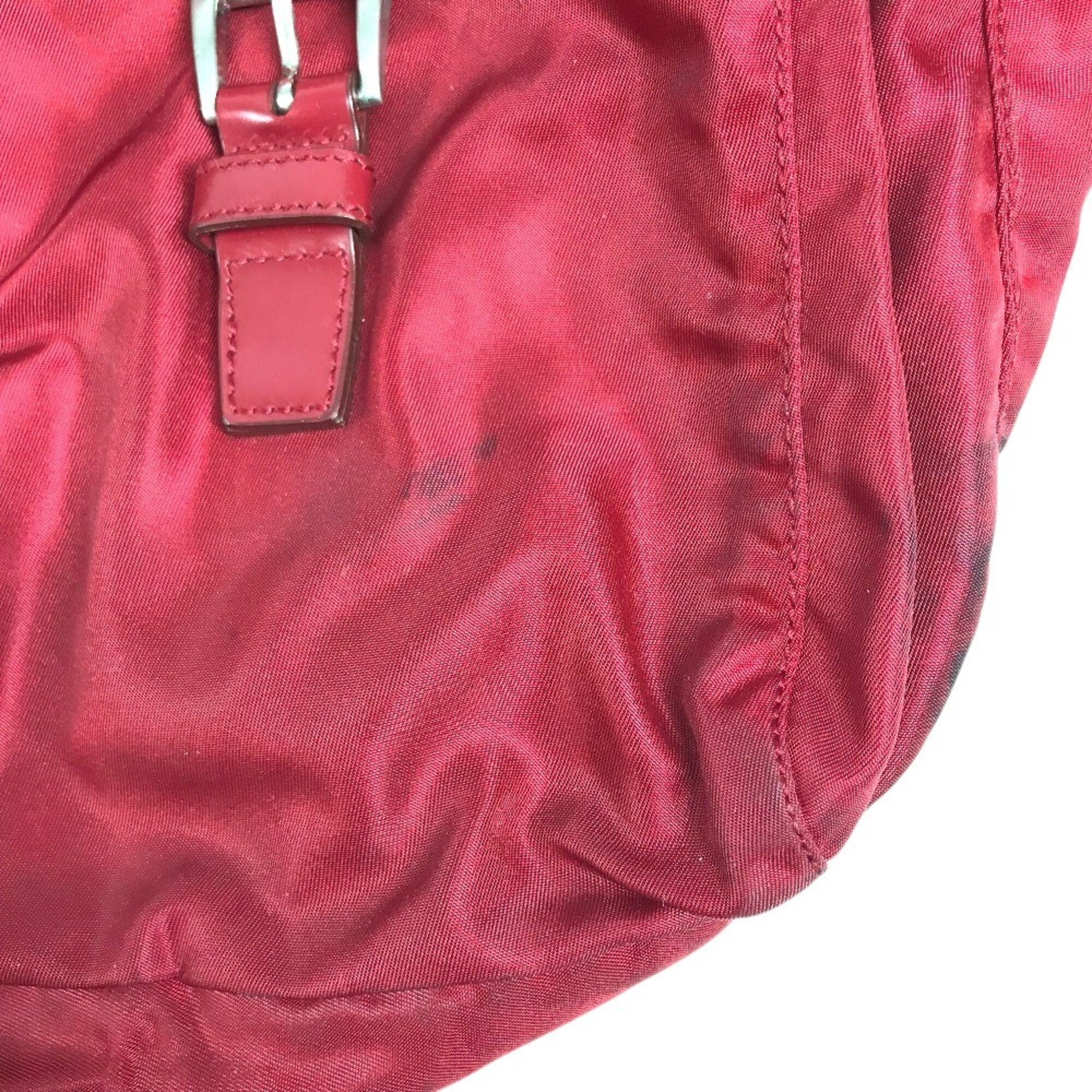 Prada Bordeaux Red Color Nylon Shoulder Bag (Pre-Owned)