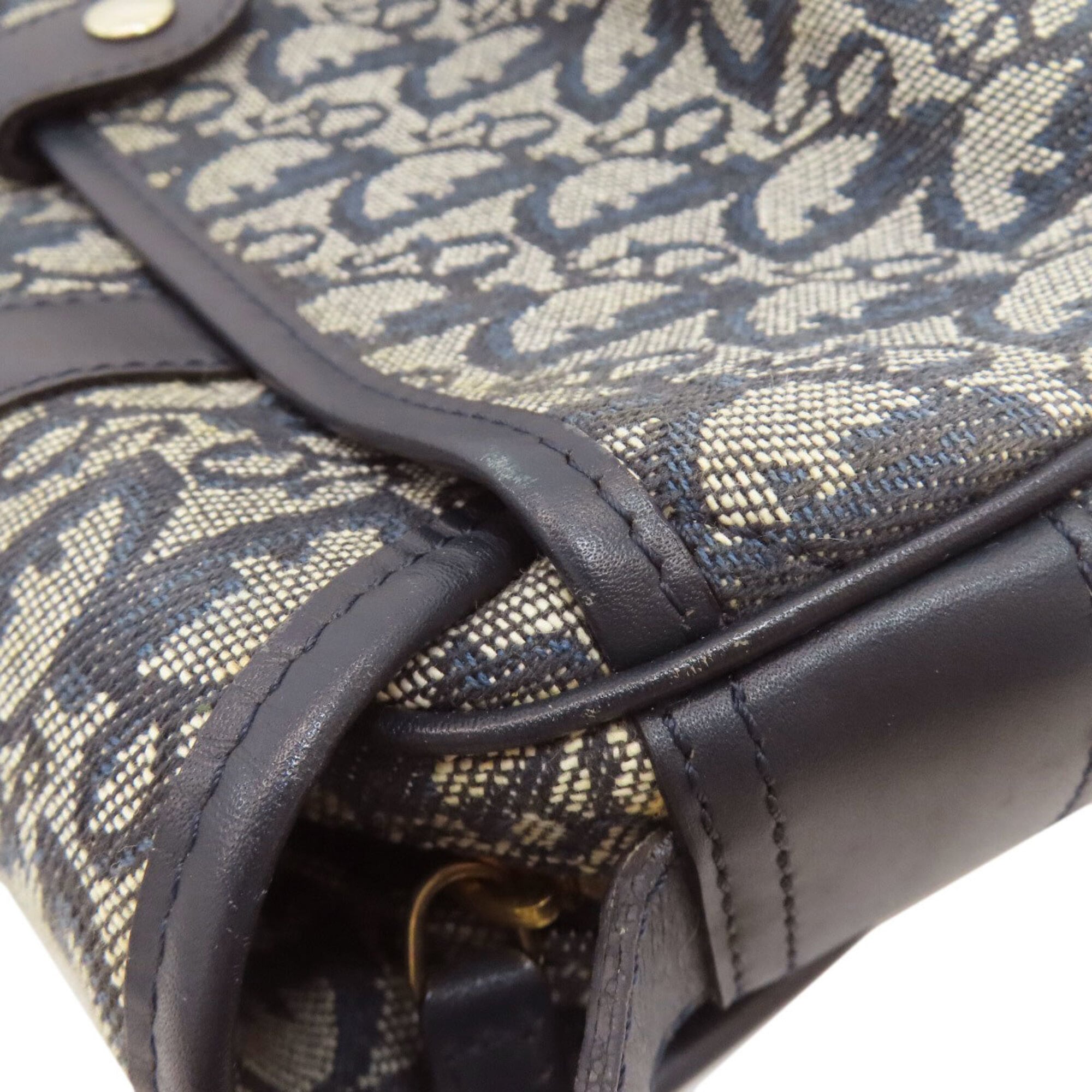Christian Dior Trotter Navy Canvas Shoulder Bag (Pre-Owned)