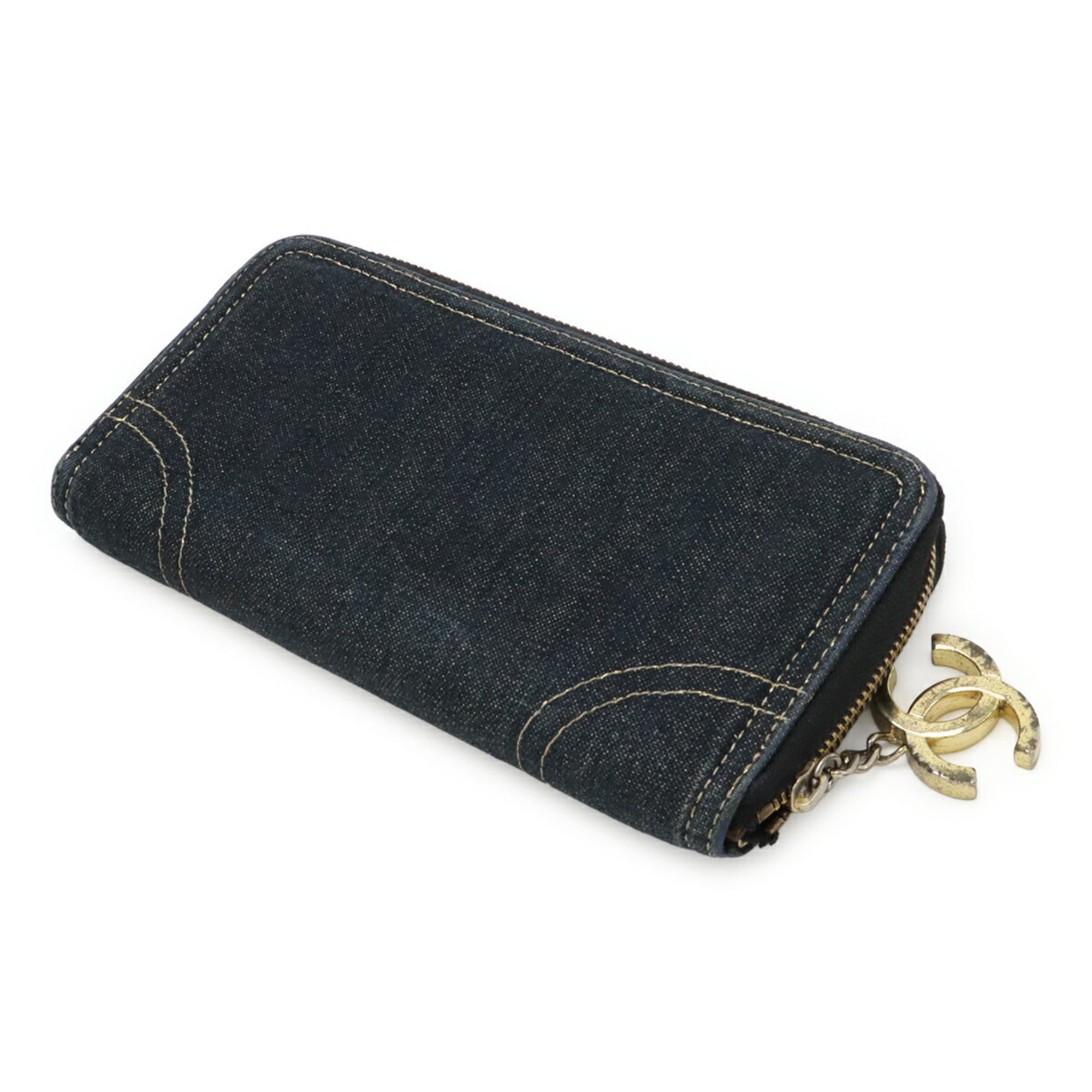 Chanel Denim Leather Long Wallet (Bi-Fold) (Pre-Owned)