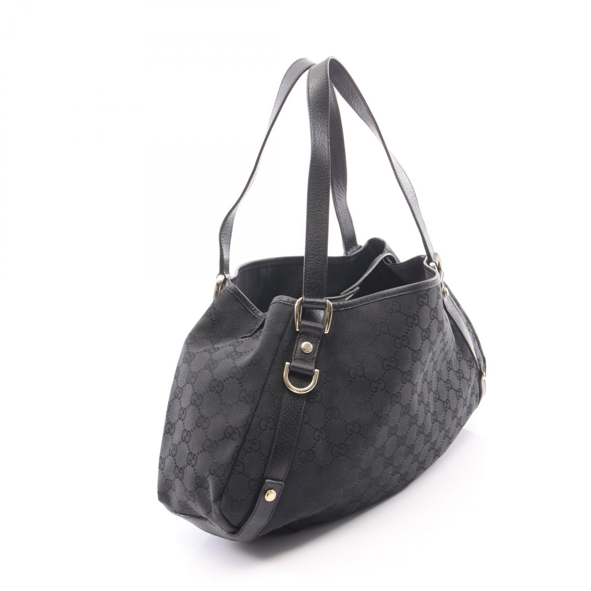 Gucci Black Canvas Leather Shoulder Bag (Pre-Owned)