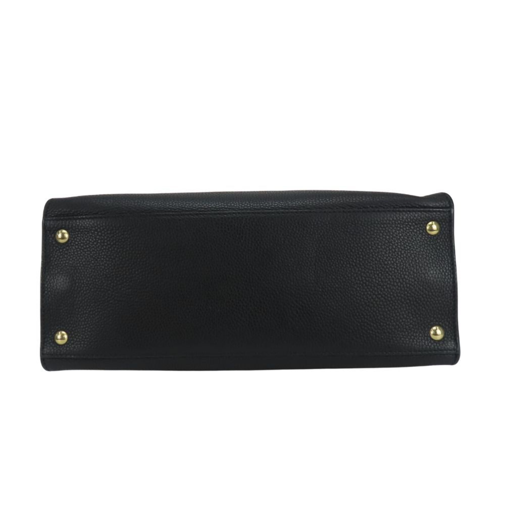 Salvatore Ferragamo Gancini Black Leather Handbag Shoulder Bag (Pre-Owned)