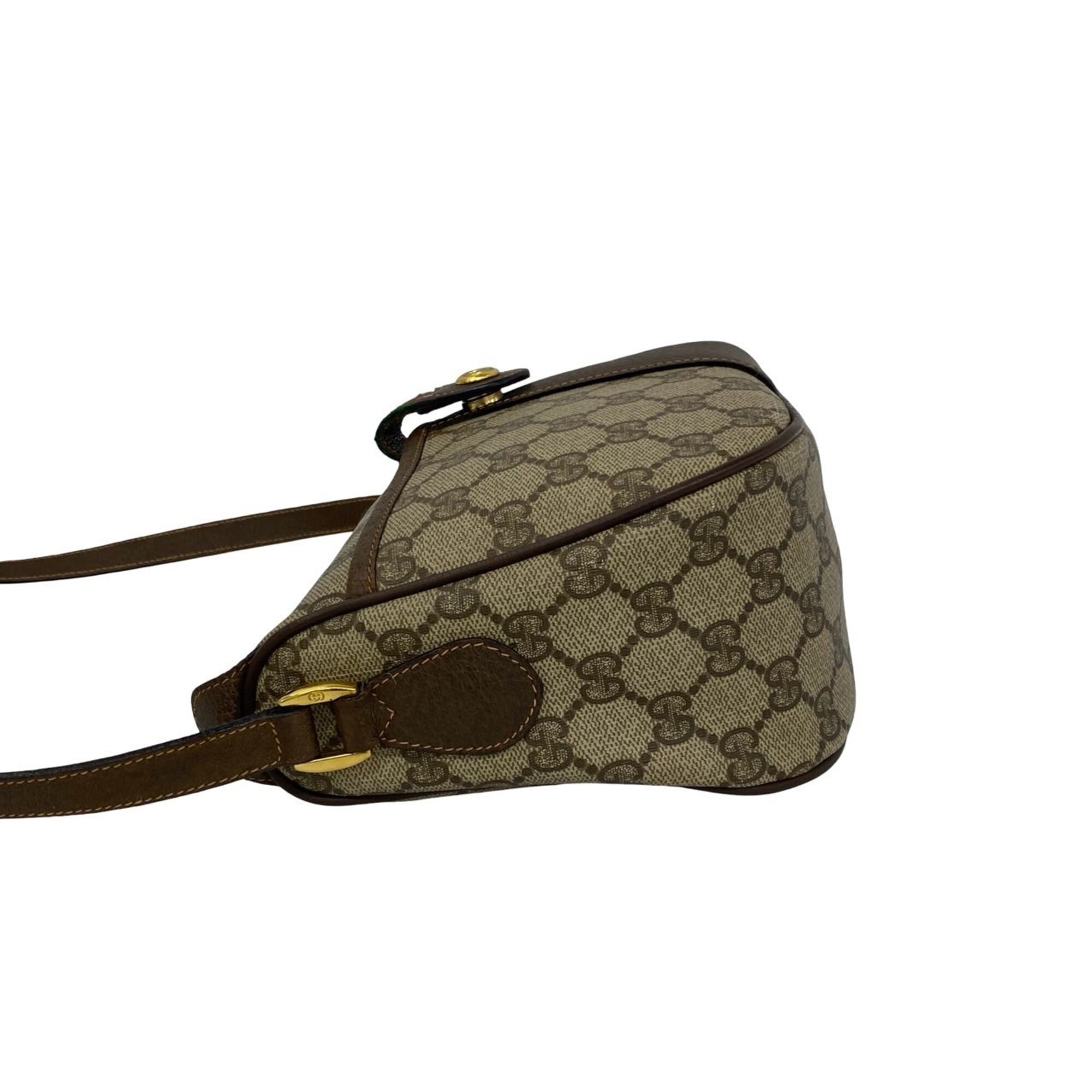 Gucci Brown Green Red Color Leather Pvc Shoulder Bag (Pre-Owned)