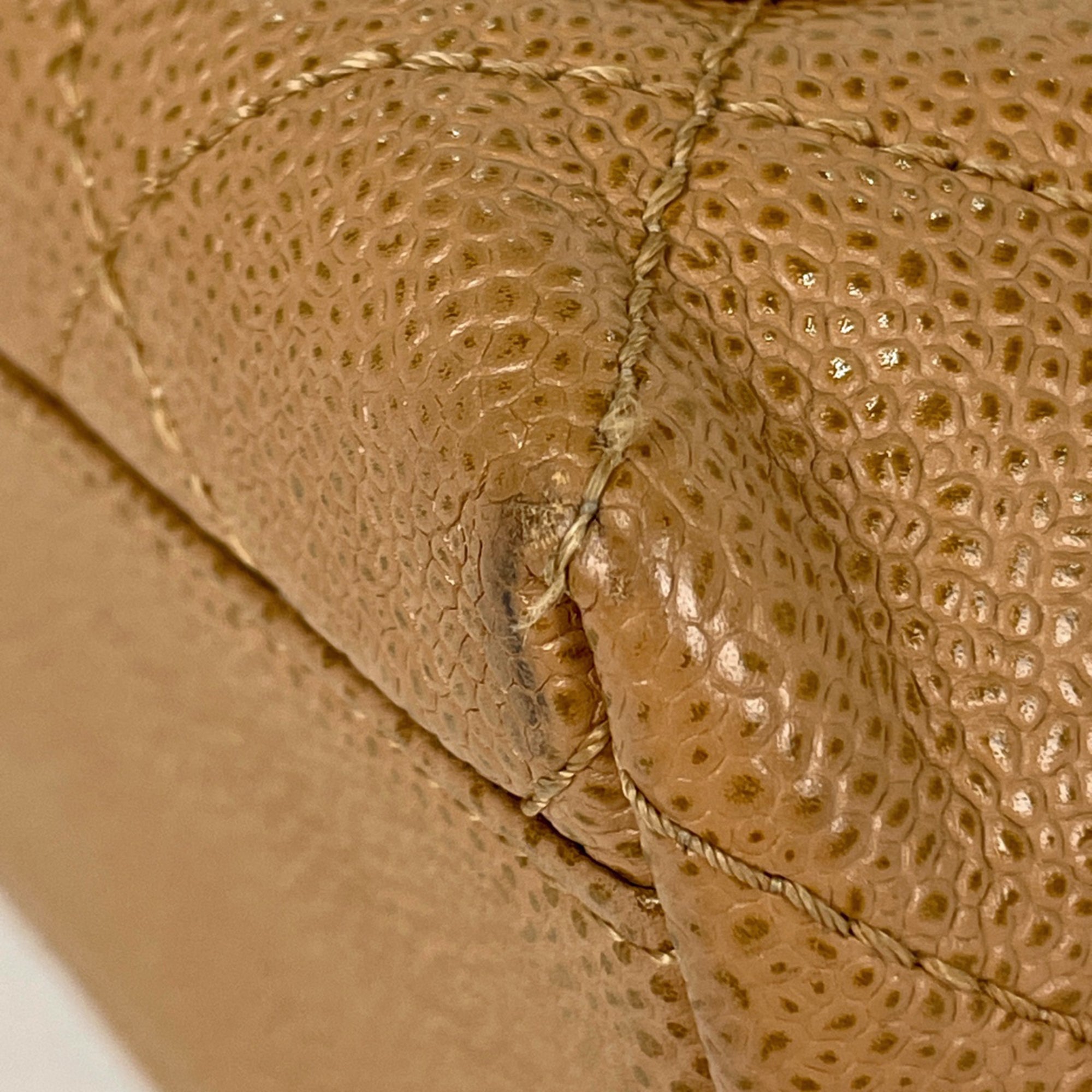 Chanel Beige Grained Calfskin Handbag (Pre-Owned)