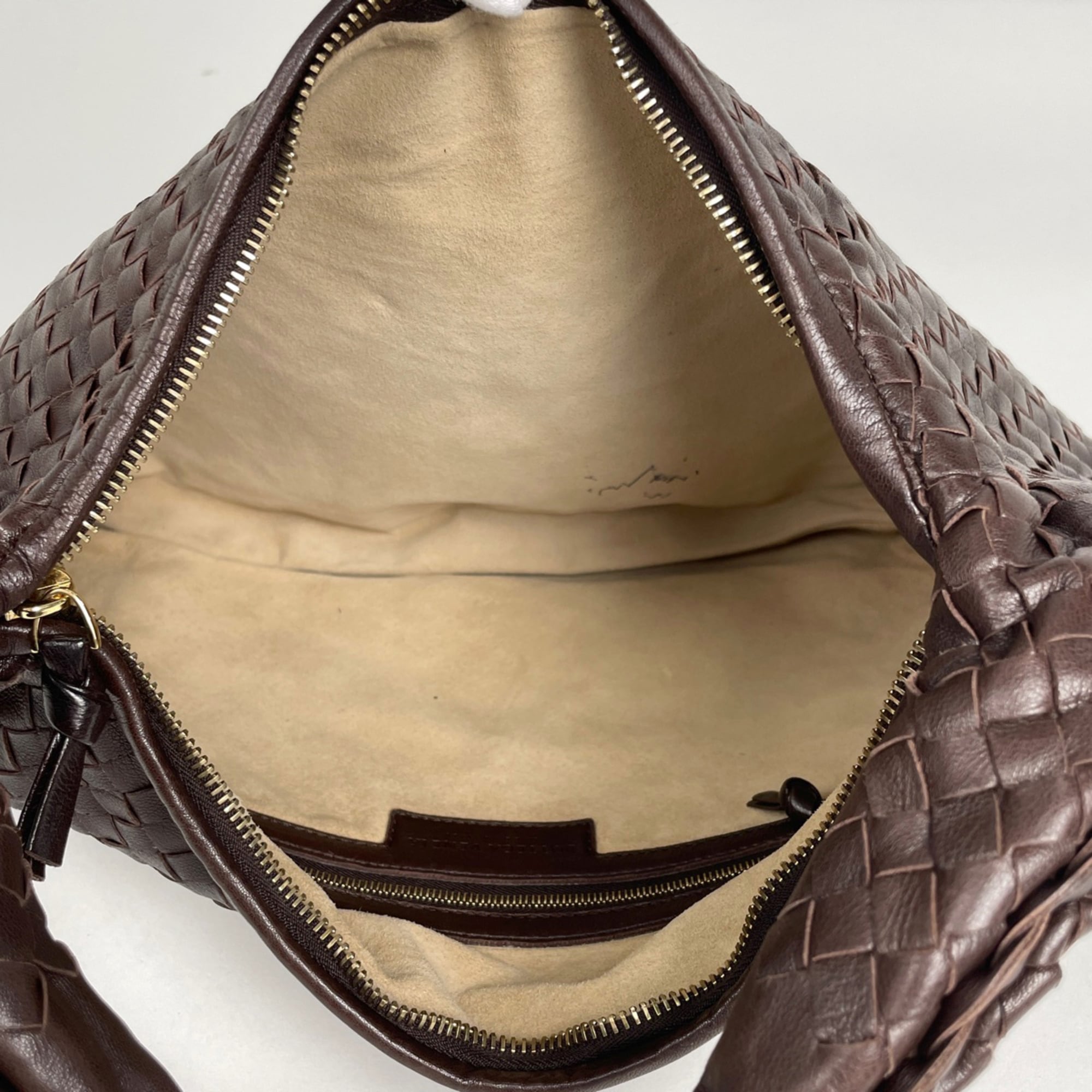 Bottega Veneta Intrecciato Brown Leather Handbag Shoulder Bag (Pre-Owned)