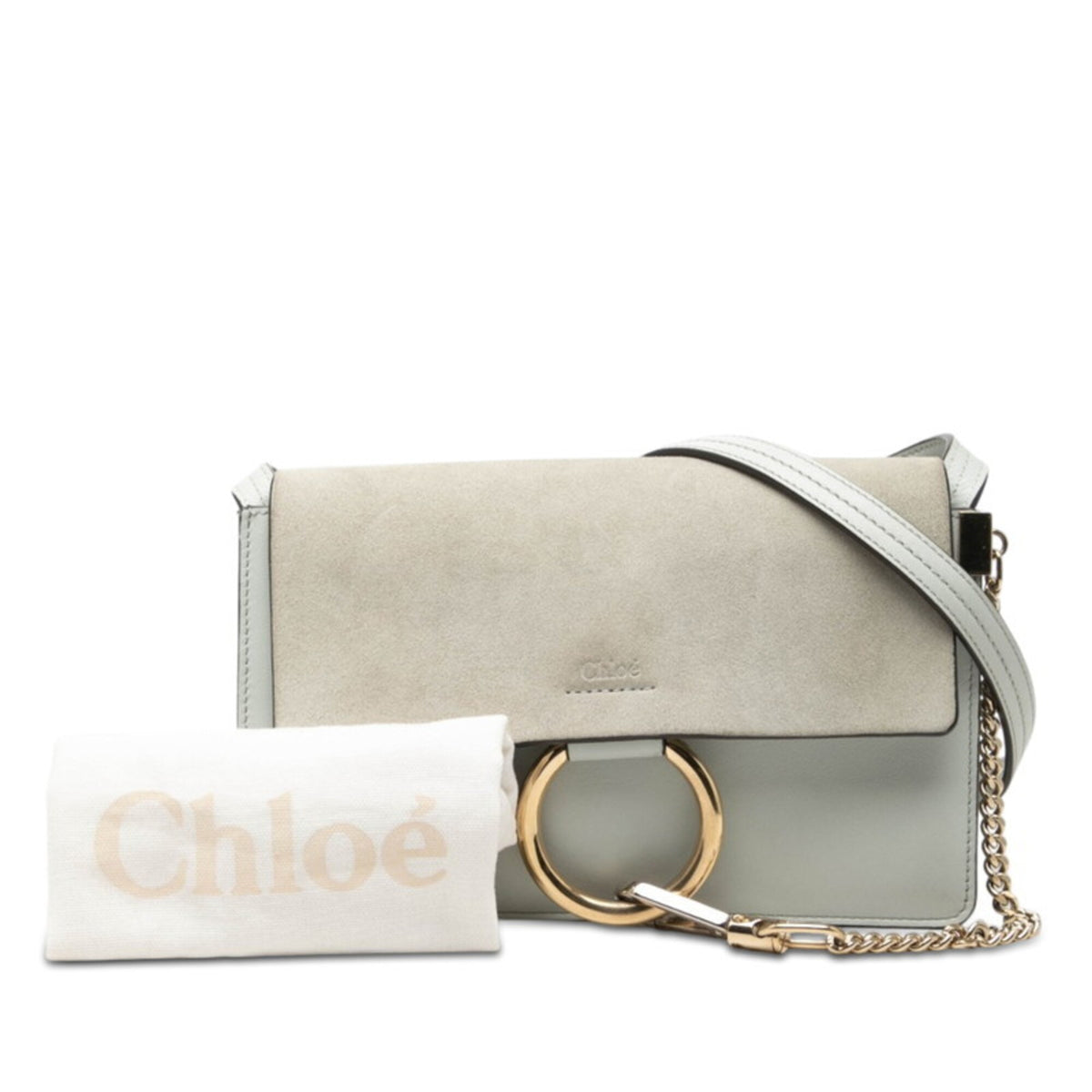Chloé Blue Gray Leather Shoulder Bag (Pre-Owned)