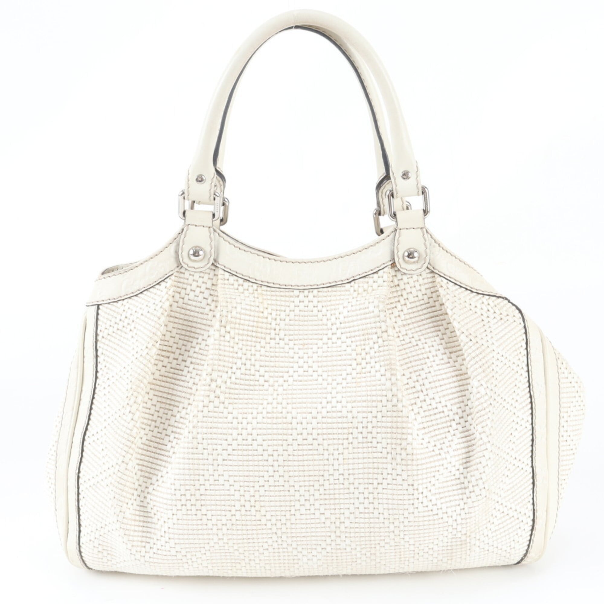 Gucci Ivory Leather Handbag Shoulder Bag Tote Bag (Pre-Owned)