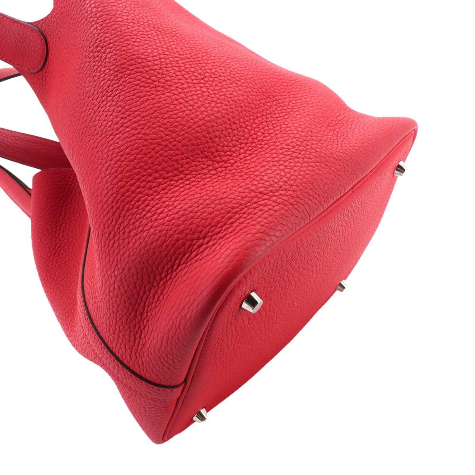Hermes Red Color Taurillon Clemence Leather Handbag (Pre-Owned)