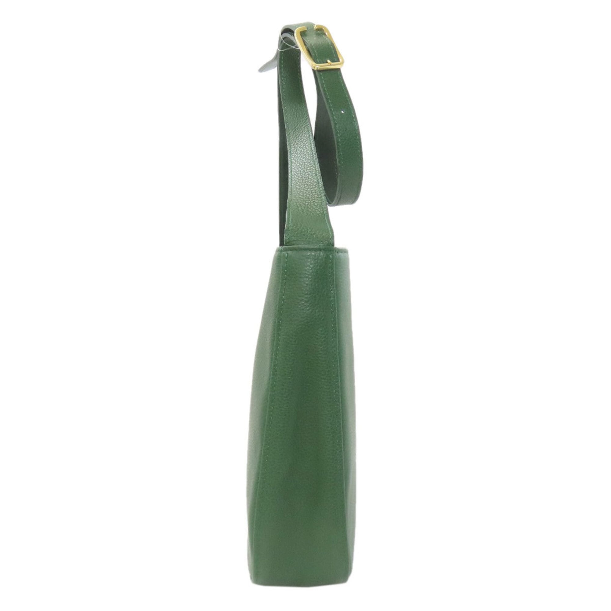 Longchamp Green Leather Pouch Shoulder Bag (Pre-Owned)