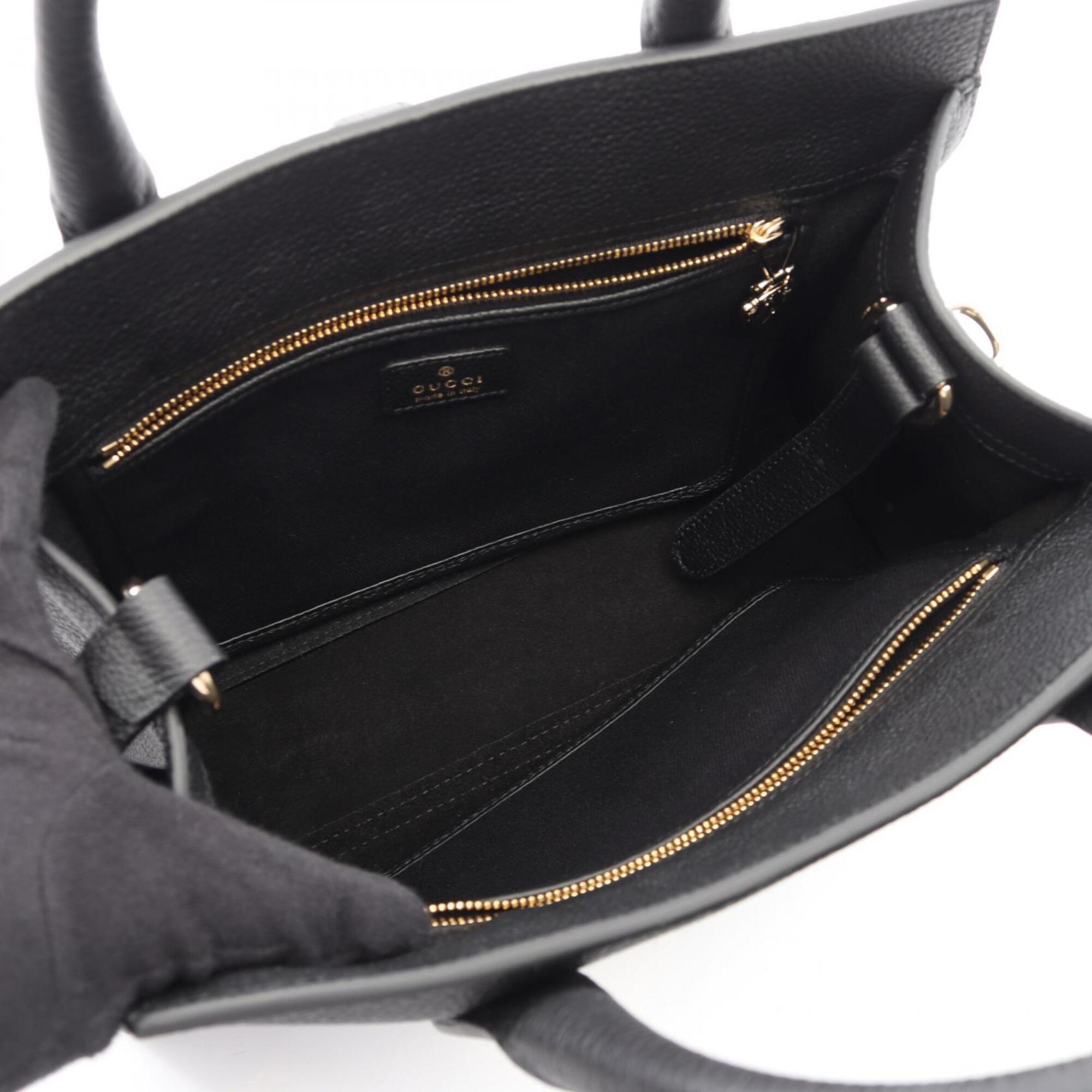 Gucci Black Leather Handbag Tote Bag (Pre-Owned)