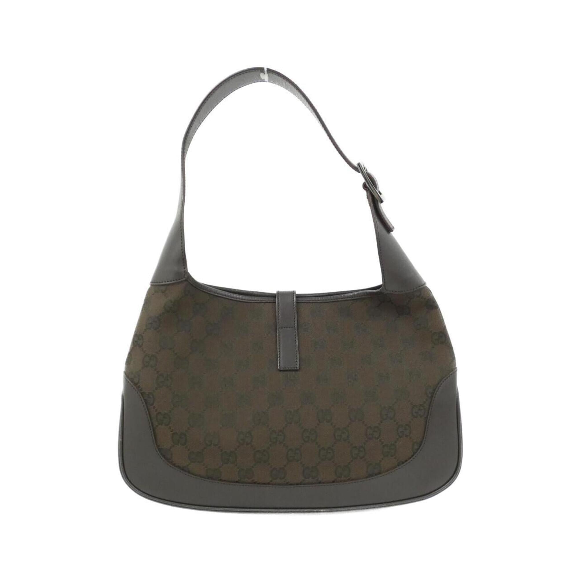 Gucci Dark Brown Gg Canvas Leather Shoulder Bag (Pre-Owned)