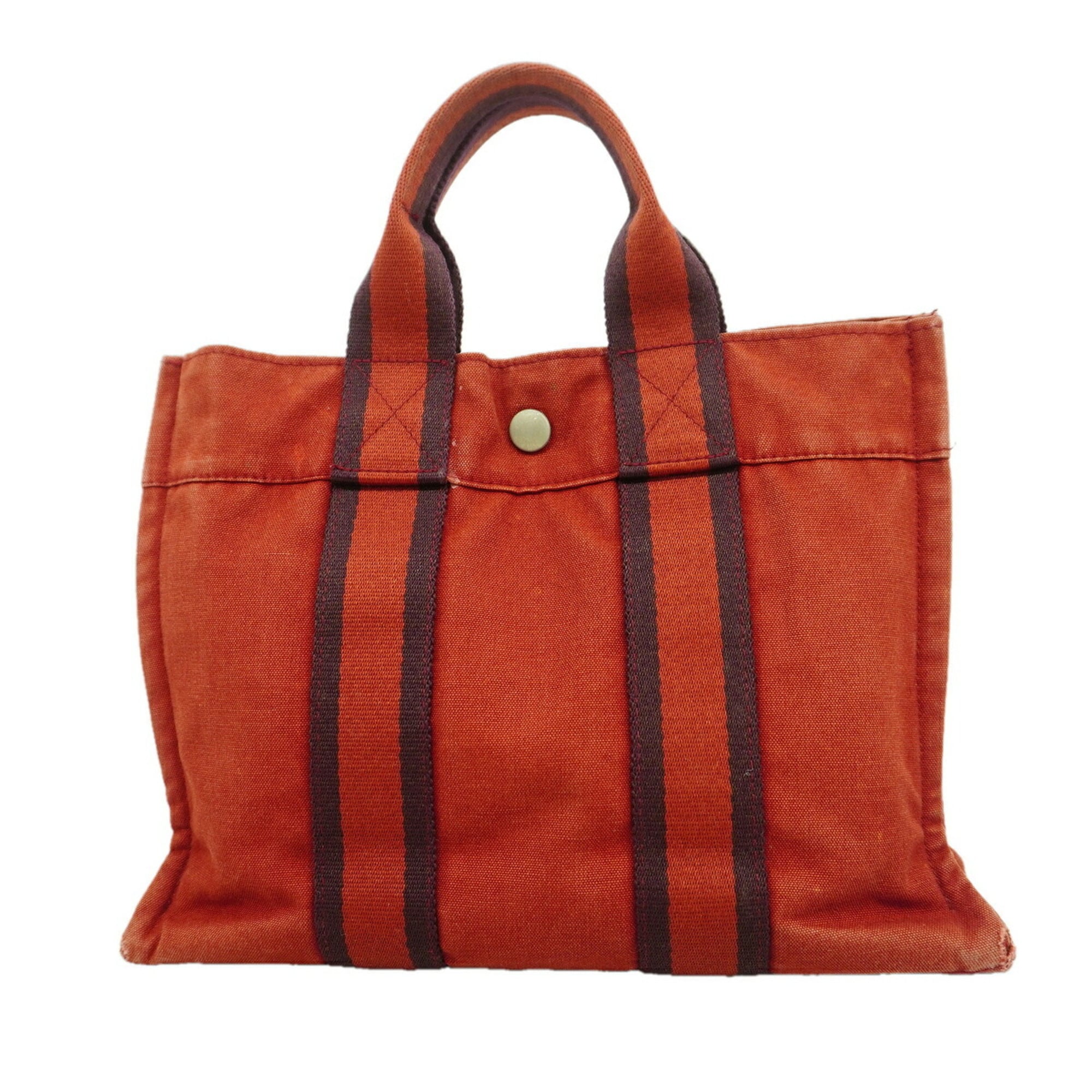 Hermes Red Color Canvas Handbag (Pre-Owned)