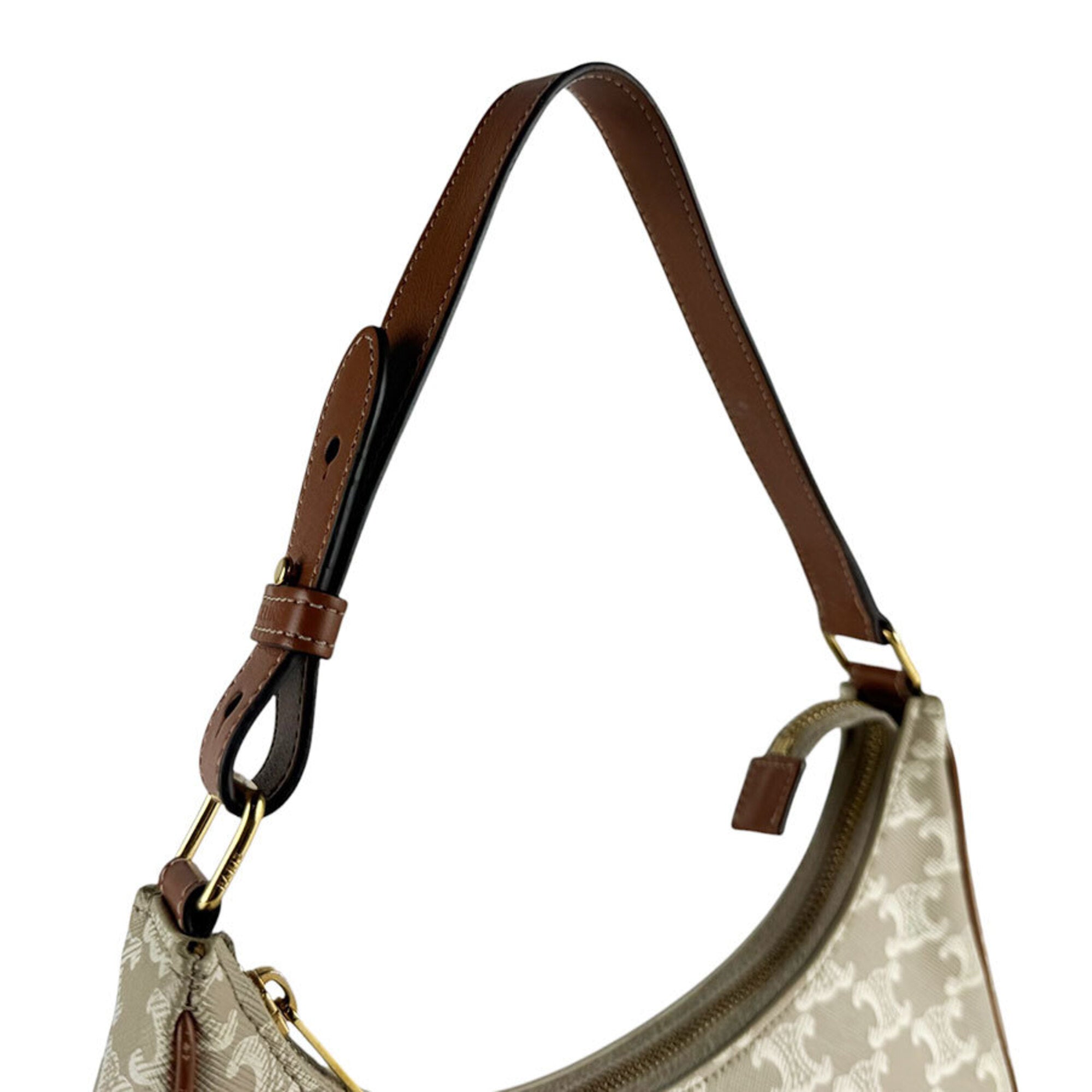 Celine Brown Grayish Coated Canvas Leather Handbag (Pre-Owned)