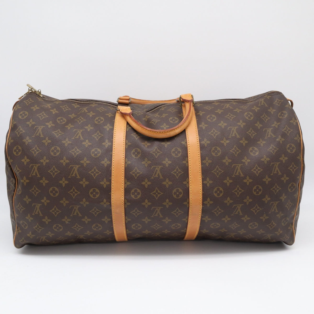 Louis Vuitton Monogram Beige Brown Coated Canvas Leather Boston Bag (Pre-Owned)