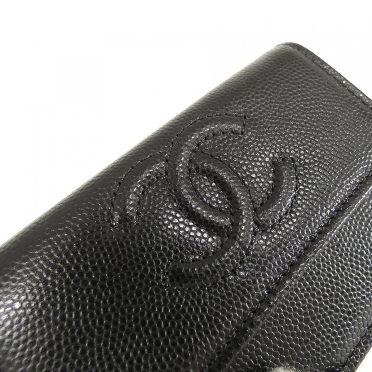 Chanel Black Grained Calfskin Wallet (Tri-Fold) (Pre-Owned)