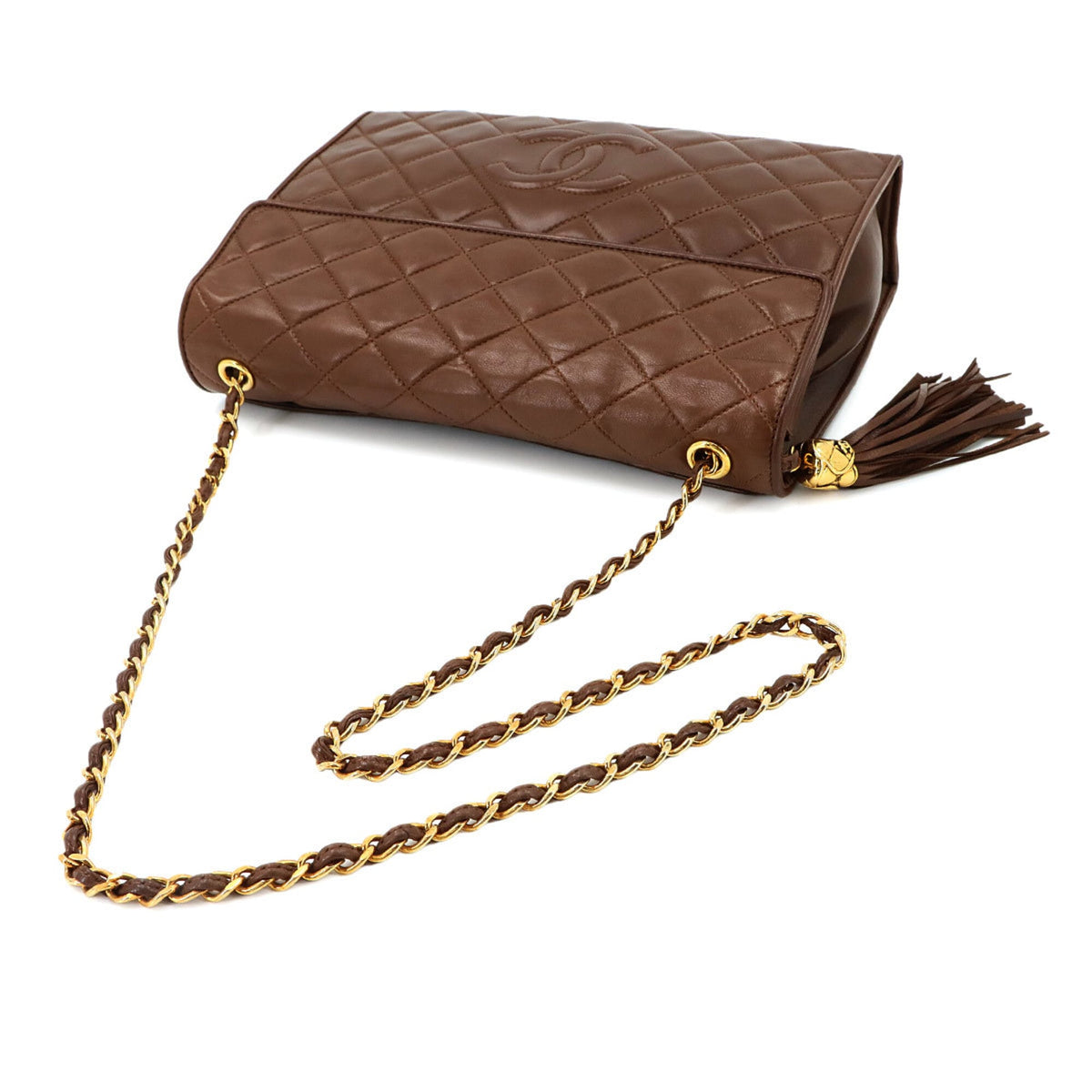 Chanel Brown Leather Handbag Shoulder Bag (Pre-Owned)