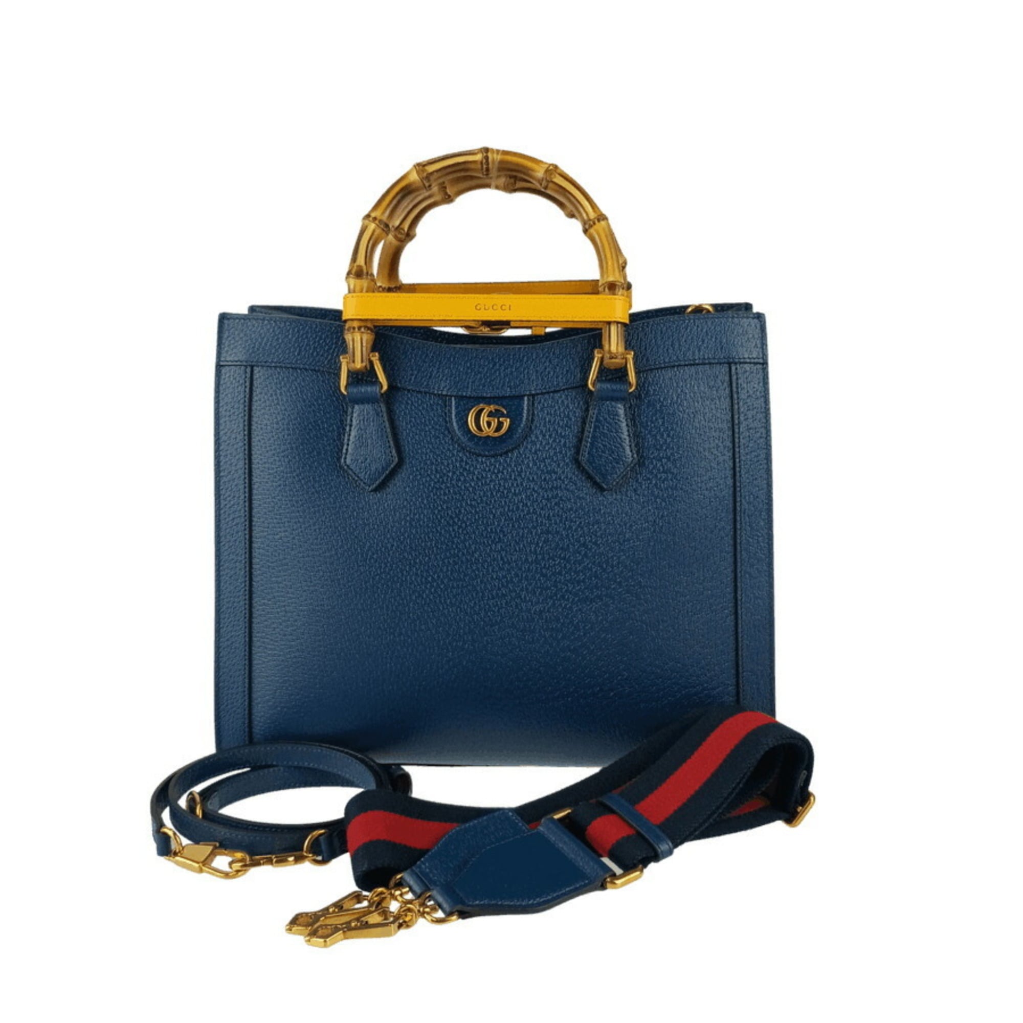Gucci Royal Blue Leather Handbag Shoulder Bag Tote Bag (Pre-Owned)