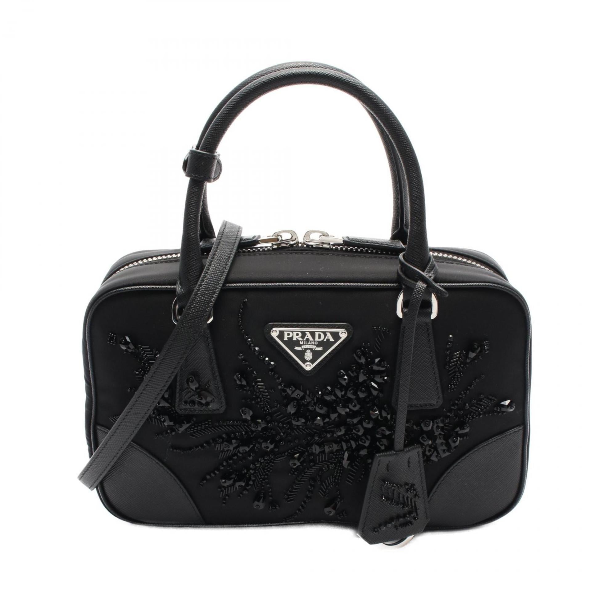 Prada Black Nylon Leather Handbag (Pre-Owned)