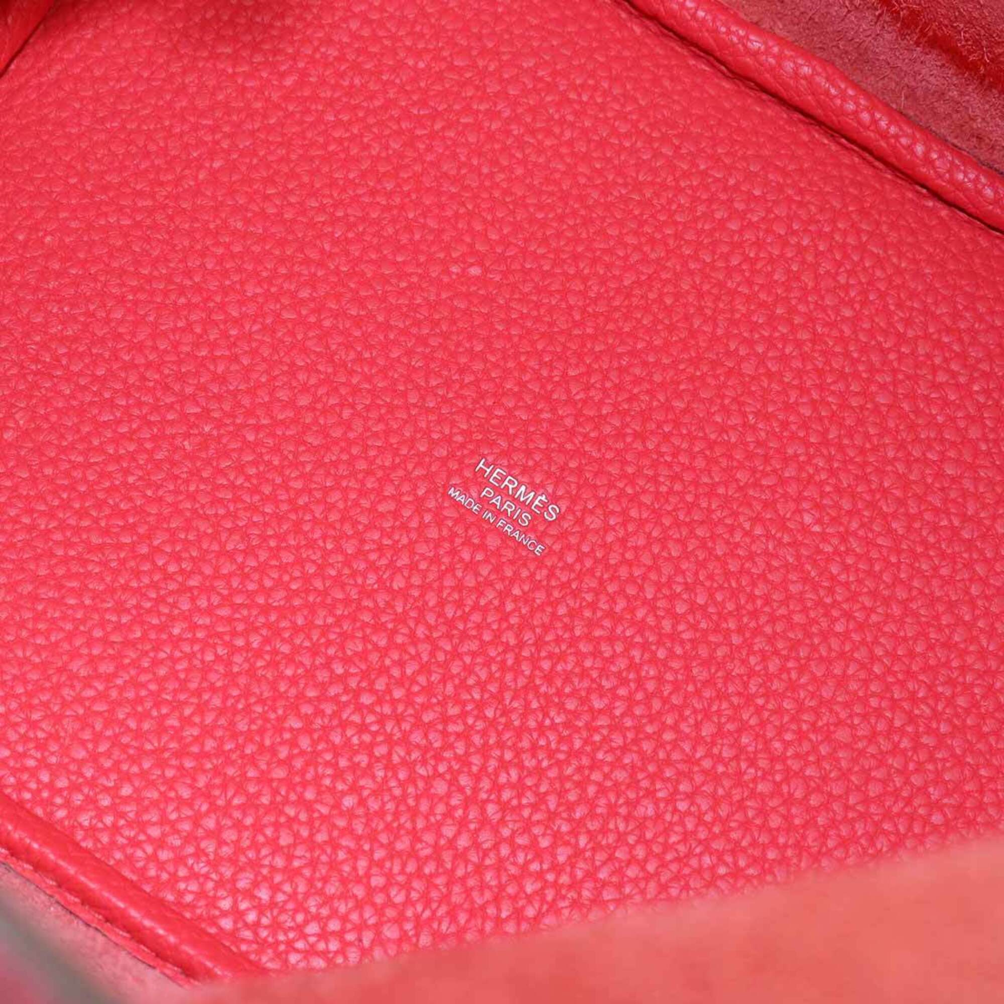 Hermes Red Color Taurillon Clemence Leather Handbag (Pre-Owned)