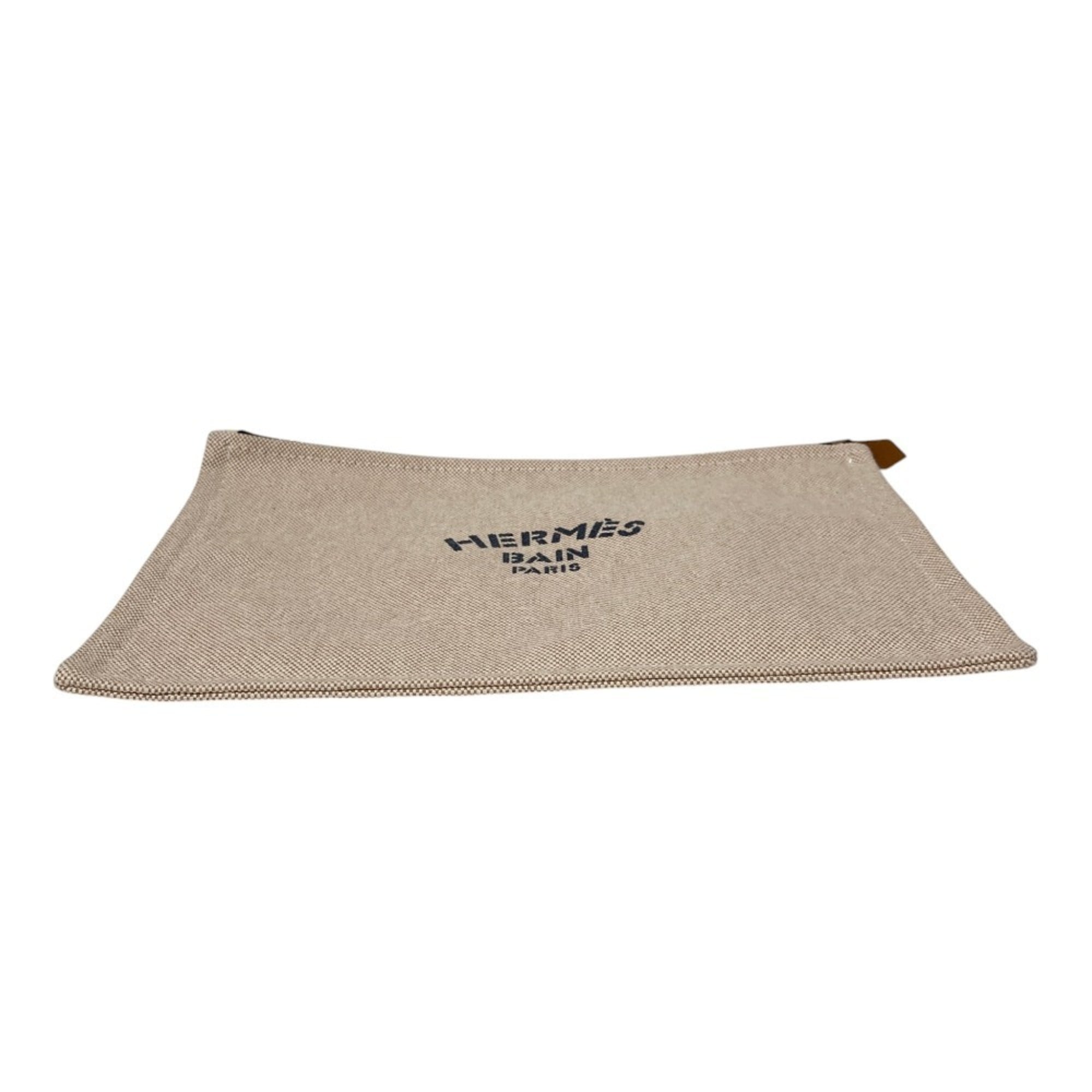Hermes Beige Canvas Pouch (Pre-Owned)