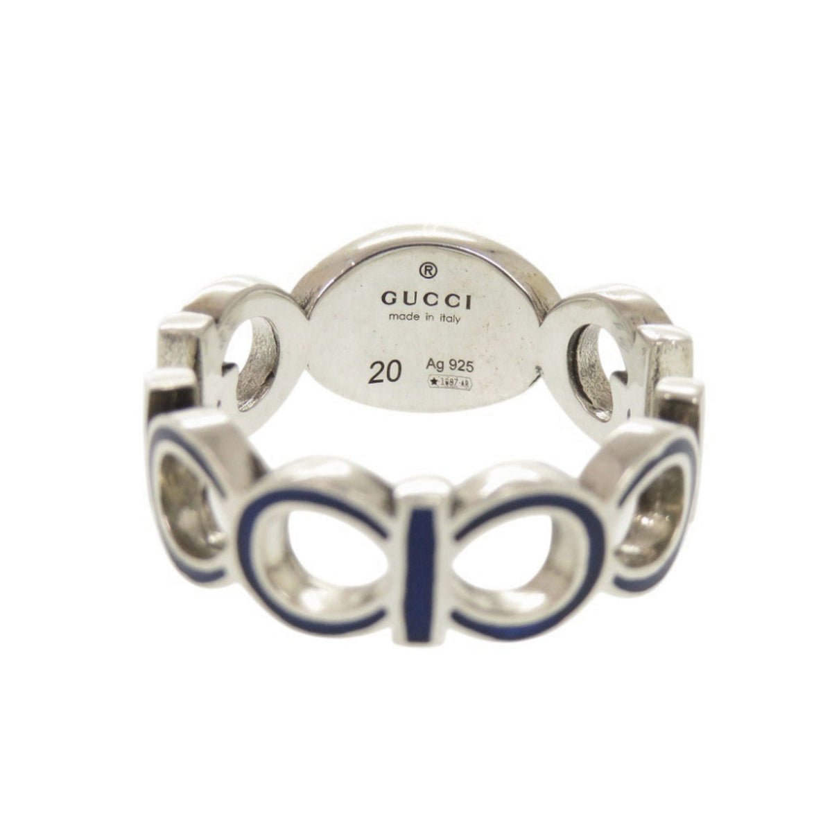 Gucci Silver Blue Silver 925 Band Ring (Pre-Owned)