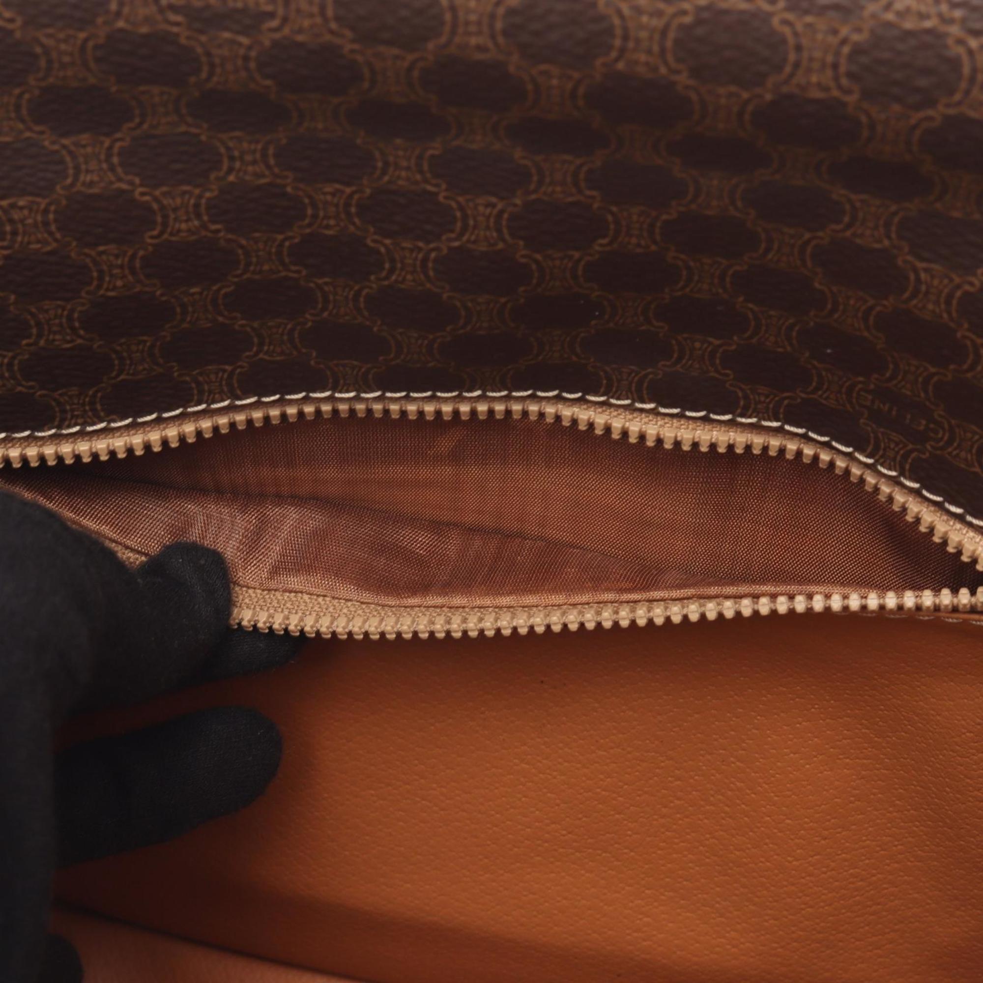 Celine Brown Coated Canvas Leather Shoulder Bag (Pre-Owned)