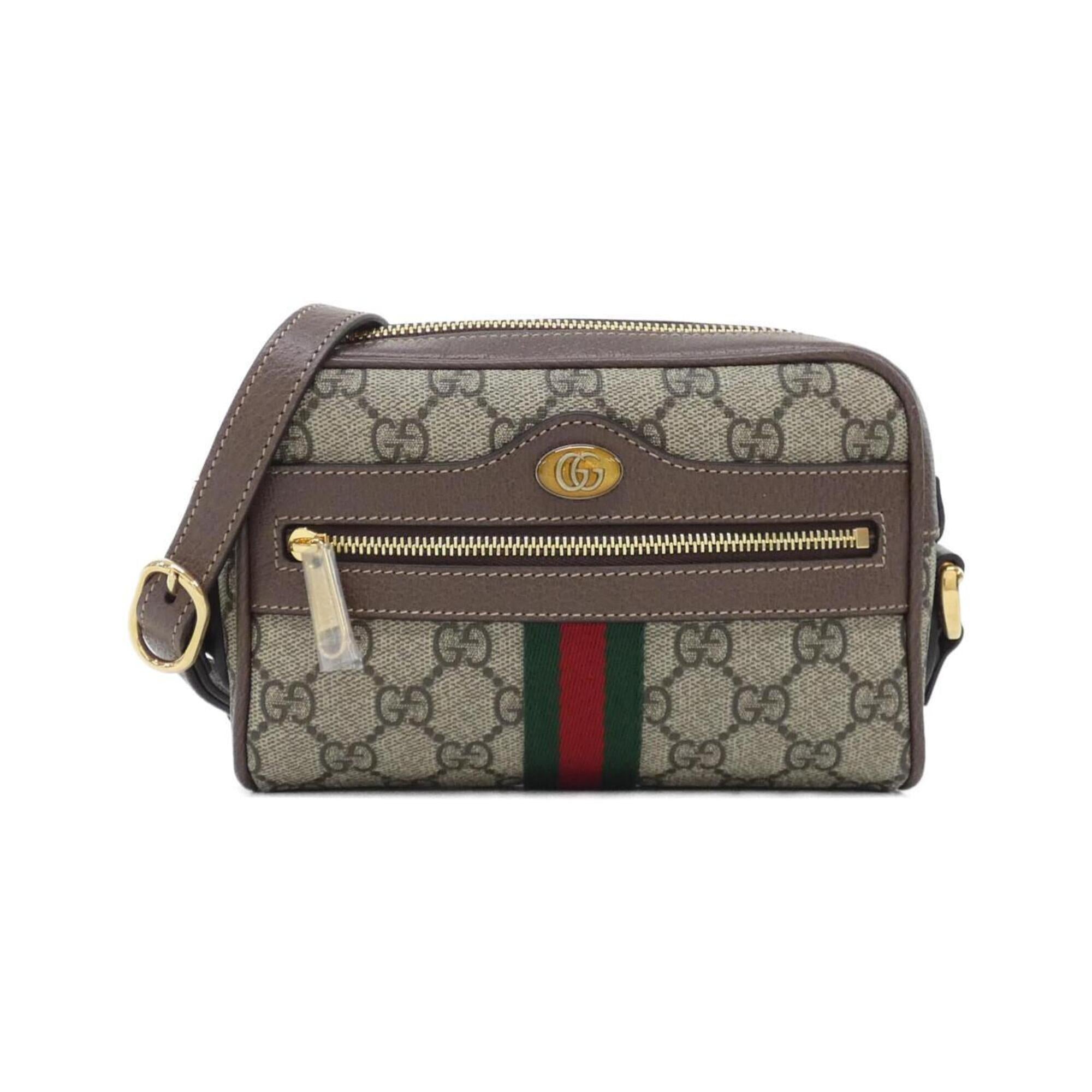 Gucci Beige Brown Gg Supreme Leather Shoulder Bag (Pre-Owned)