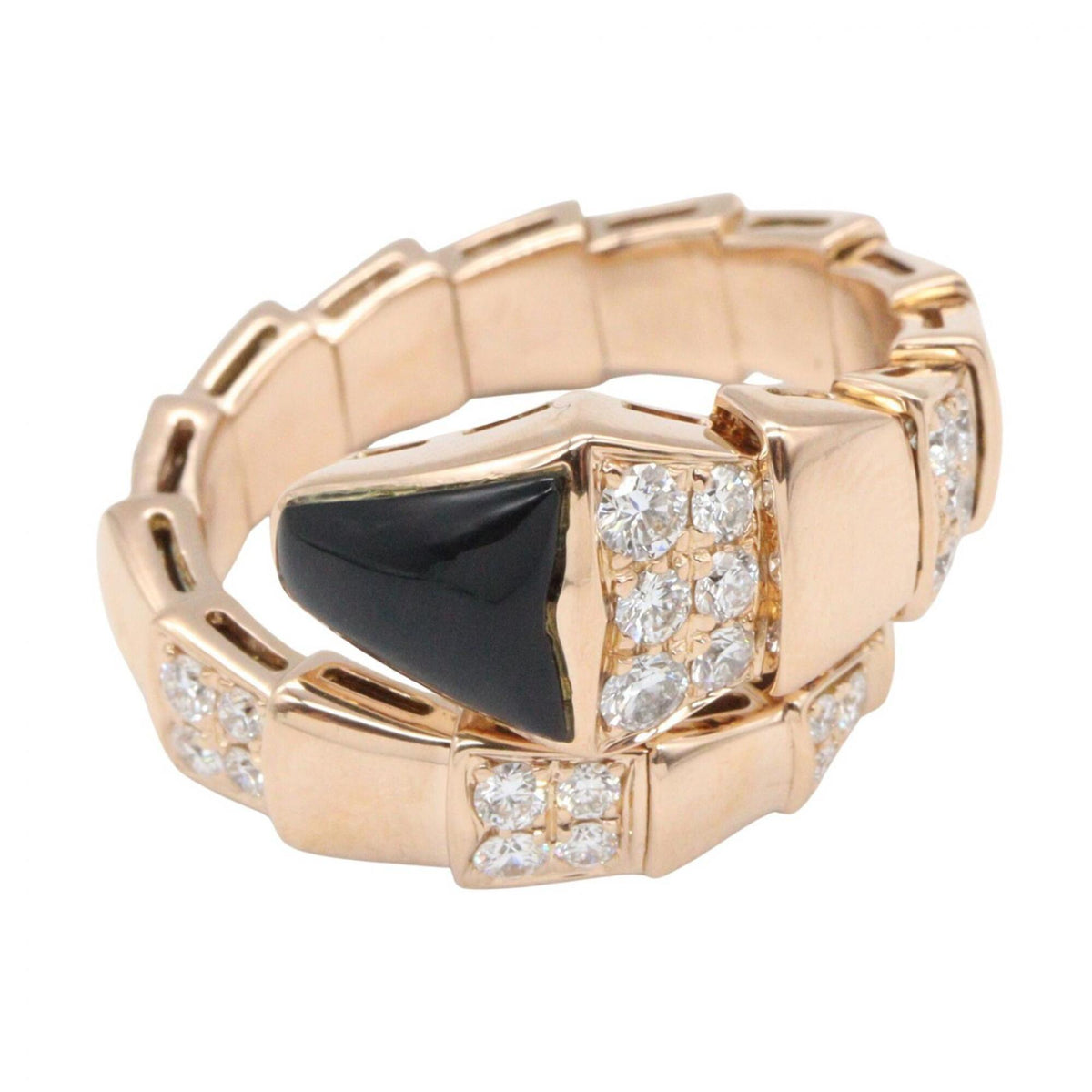 Bvlgari Gold Black Clear Pink Gold (18K) Band Ring (Pre-Owned)